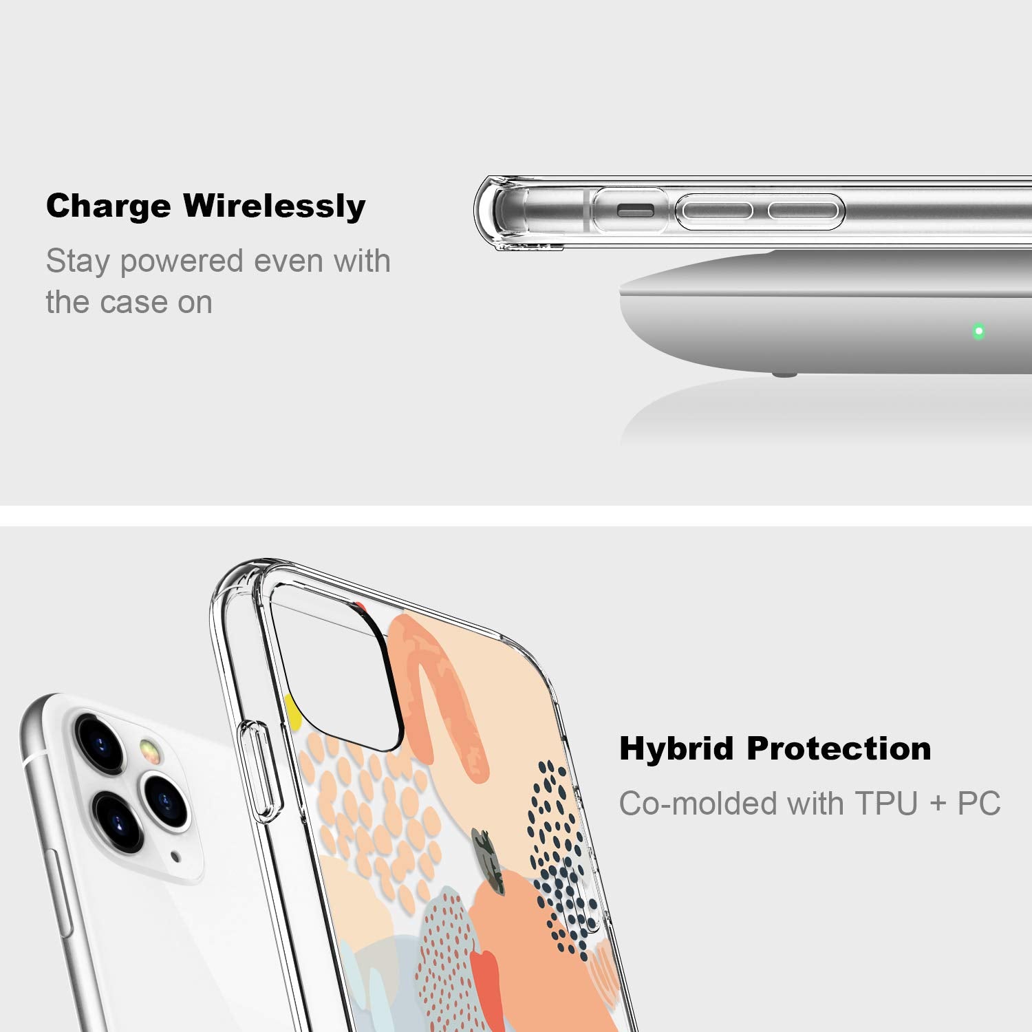 Icedio Iphone 11 Pro Max Case With Screen Protector,Clear With Fashion Designs For Girls Women,Shockproof Slim Fit Tpu Cover Pro