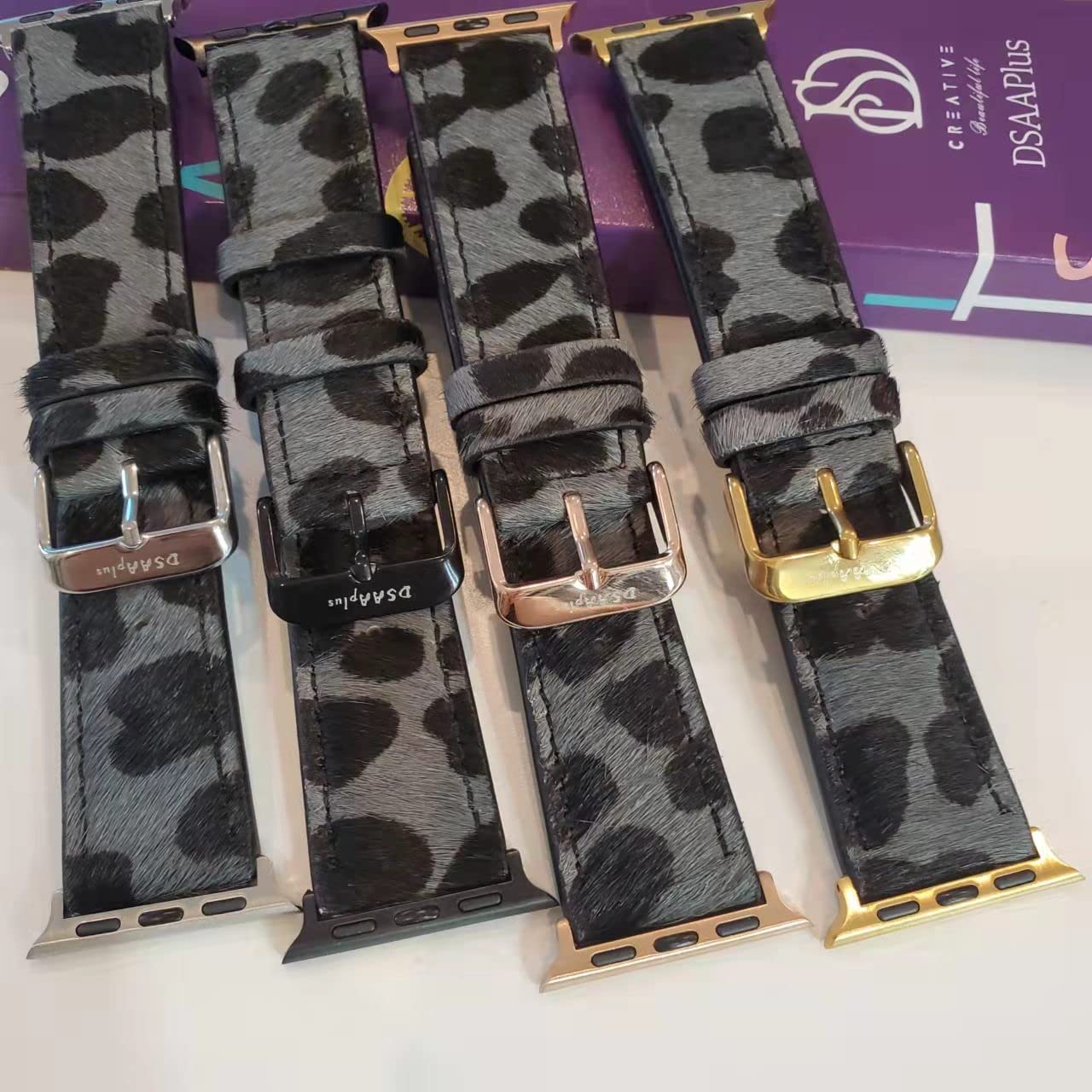 Dsaaplus Furry Cow Leather Band For Apple Watch Band 38Mm 40Mm 41Mm 42Mm 44Mm 45Mm 49Mm, Ultra2 1 Replacement Iwatch Strap~(Furr