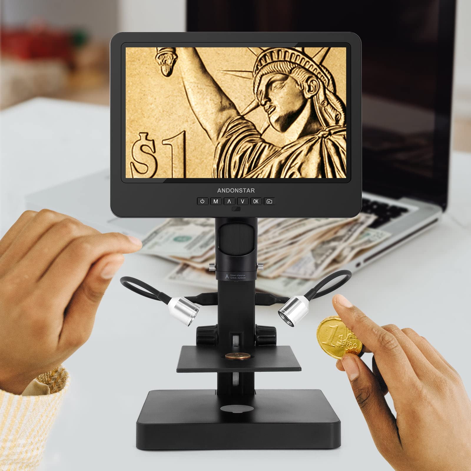 Andonstar Ad249Sp Uhd 2160P Hdmi Digital Microscope 4000X, 3 Lens 10.1 Inch Lcd For Biological Microscope Kit, Pcb Soldering Mic