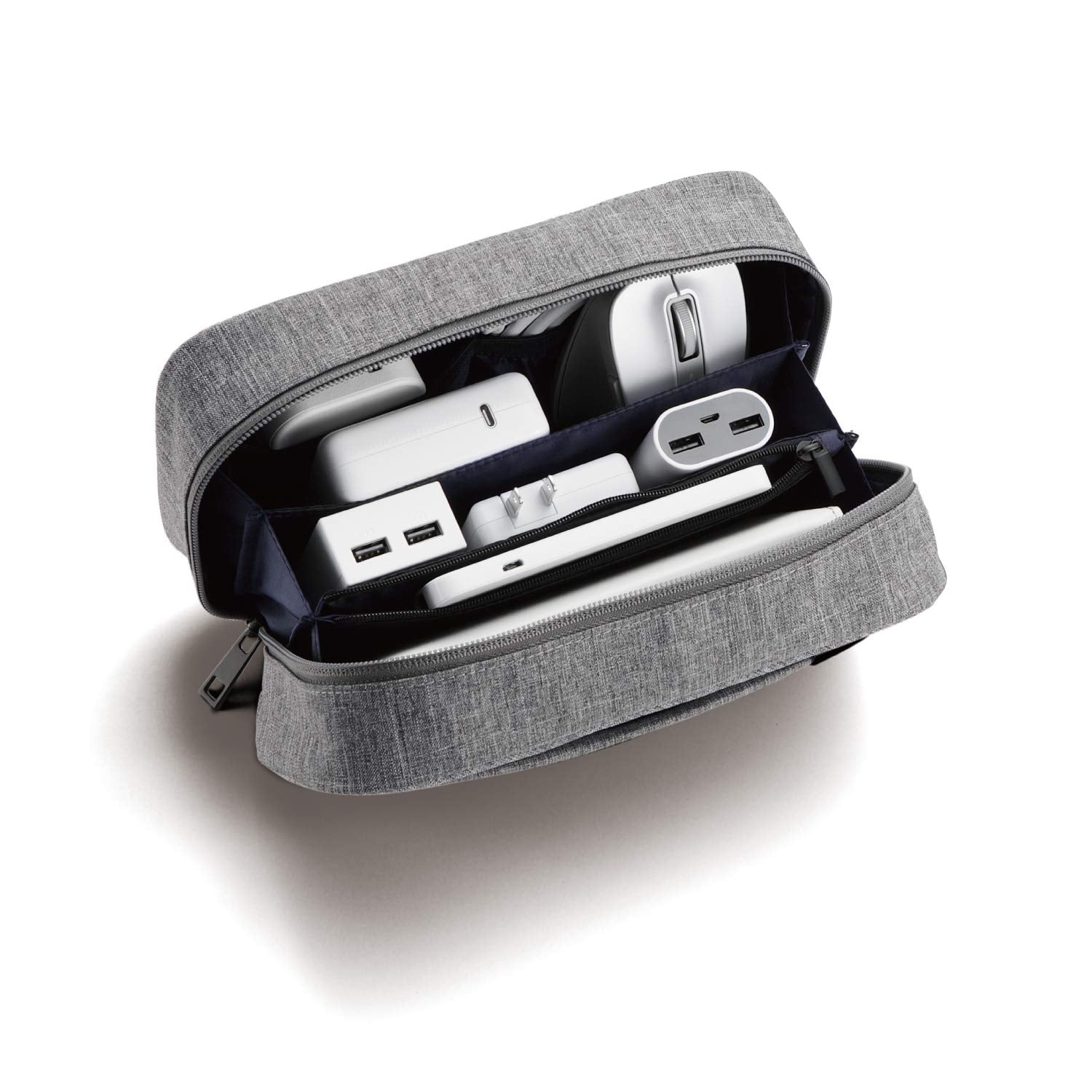 Elecom BmaGp14Gy Gadget Pouch, Large Capacity, Storage Type, Gadget Case, Organization Pouch, Gray
