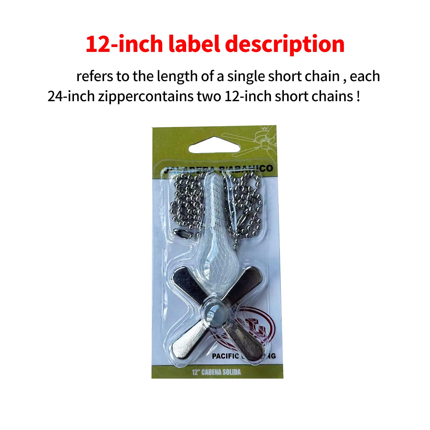 Ceiling Fan Pull Chain, 2Pcs 3Mm Diameter Beaded Ball , 13.6 Inches Fan Pulls Set With Connector(Nickel )