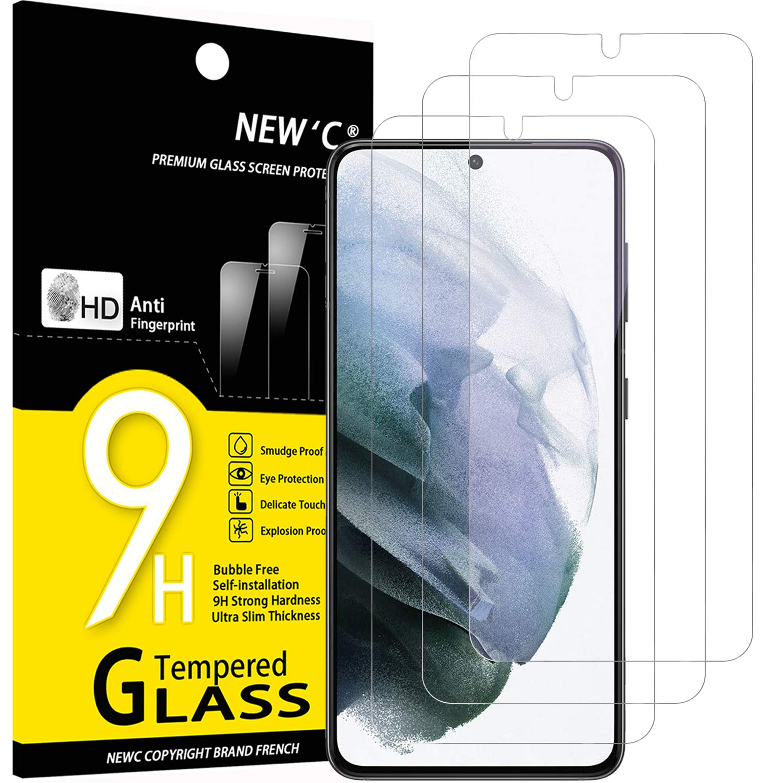 New 'C Pack Of 3, Glass Screen Protector For Samsung Galaxy S21 Plus / S21+ 5G (6.7), Tempered Glass Anti Scratch, Anti Fingerpr