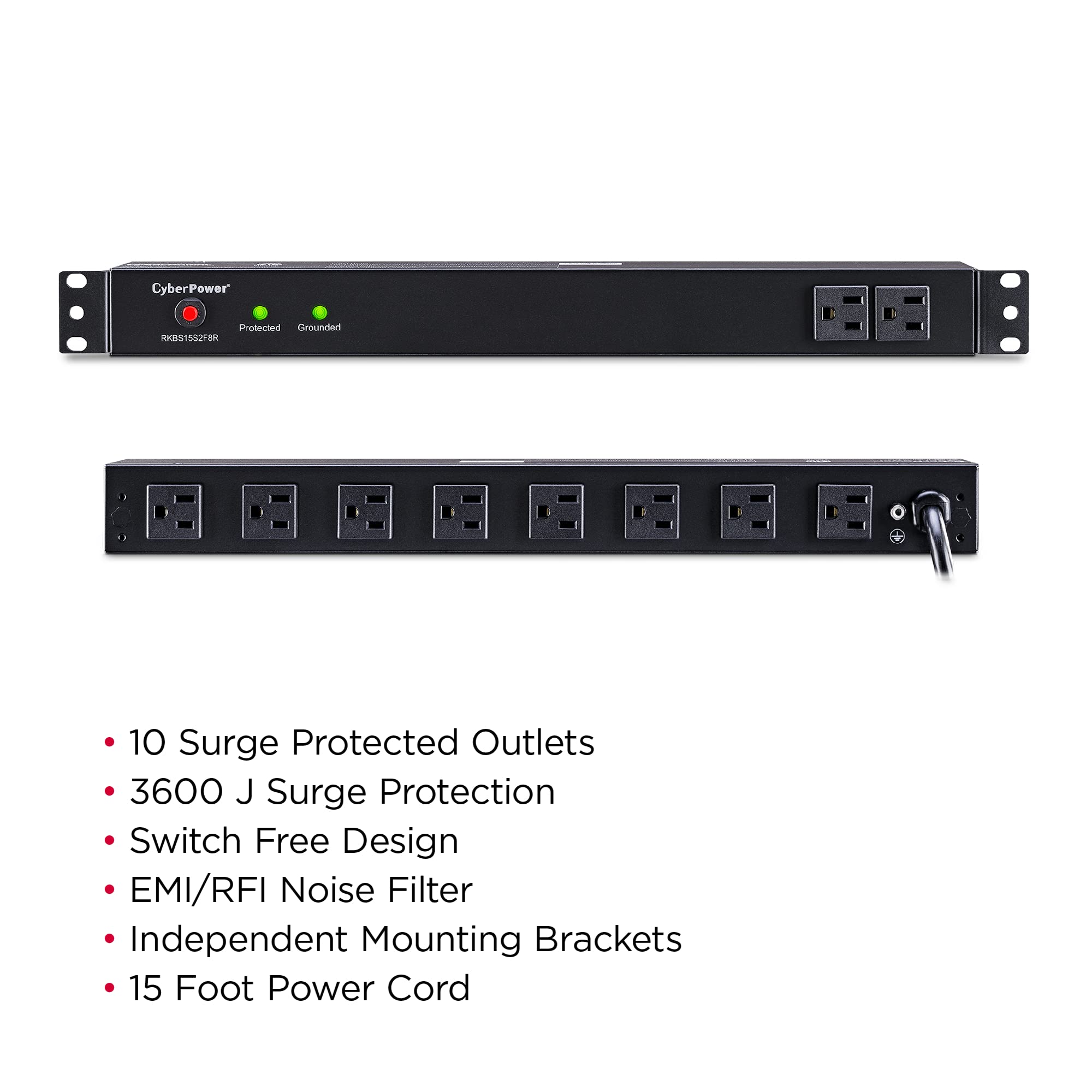 Cyberpower Rkbs15S2F8R 15A 10 Outlet 1U Rm Rackbar Surge Suppressor