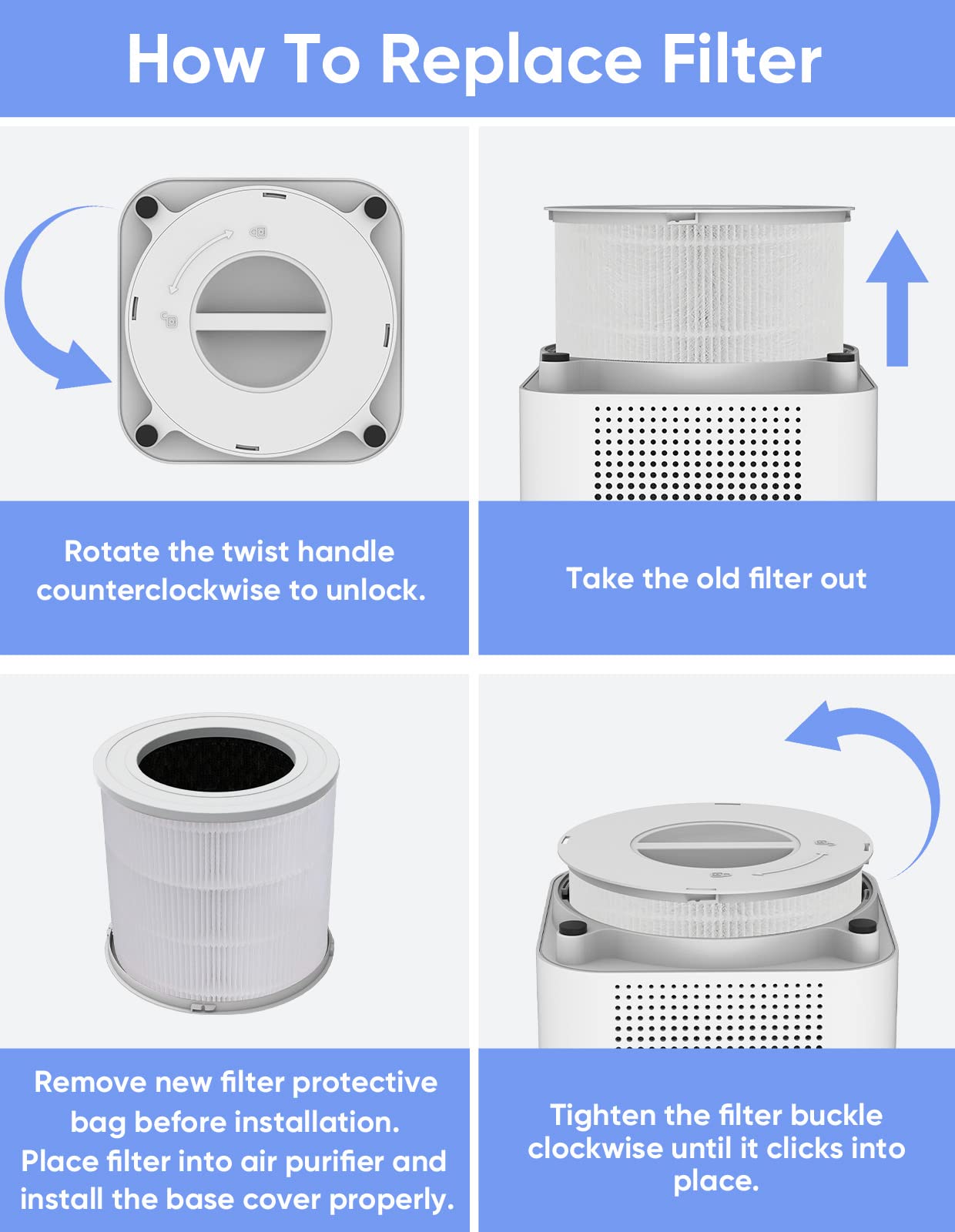 Dayette Ap301 Replacement H13 Hepa Air Purifier Filter, Designed For Smoke Wildfire, Activated Carbon