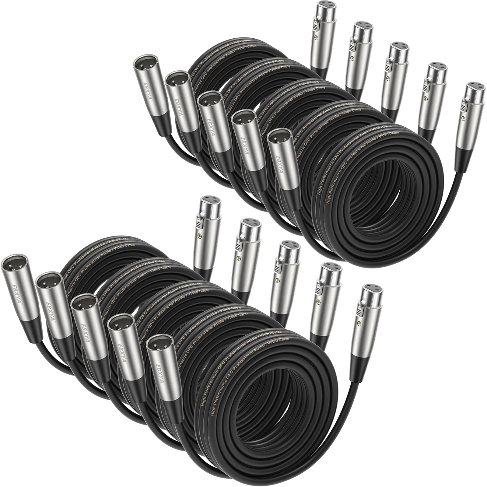 EBXYA XLR Cable 25ft 10 Pack 3 Pins Balanced XLR Microphone Cable Male to Female for Audio Mixer, Radio Station, Speaker Systems