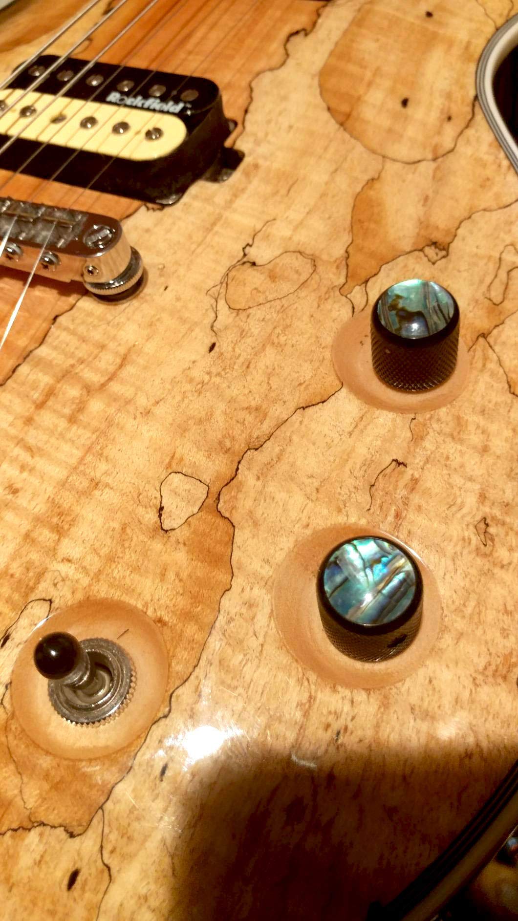 Dopro 2Pcs Black Tele Telecaster Abalone Top Guitar Dome Knobs Bass Knobs With Set Screw And Wrench