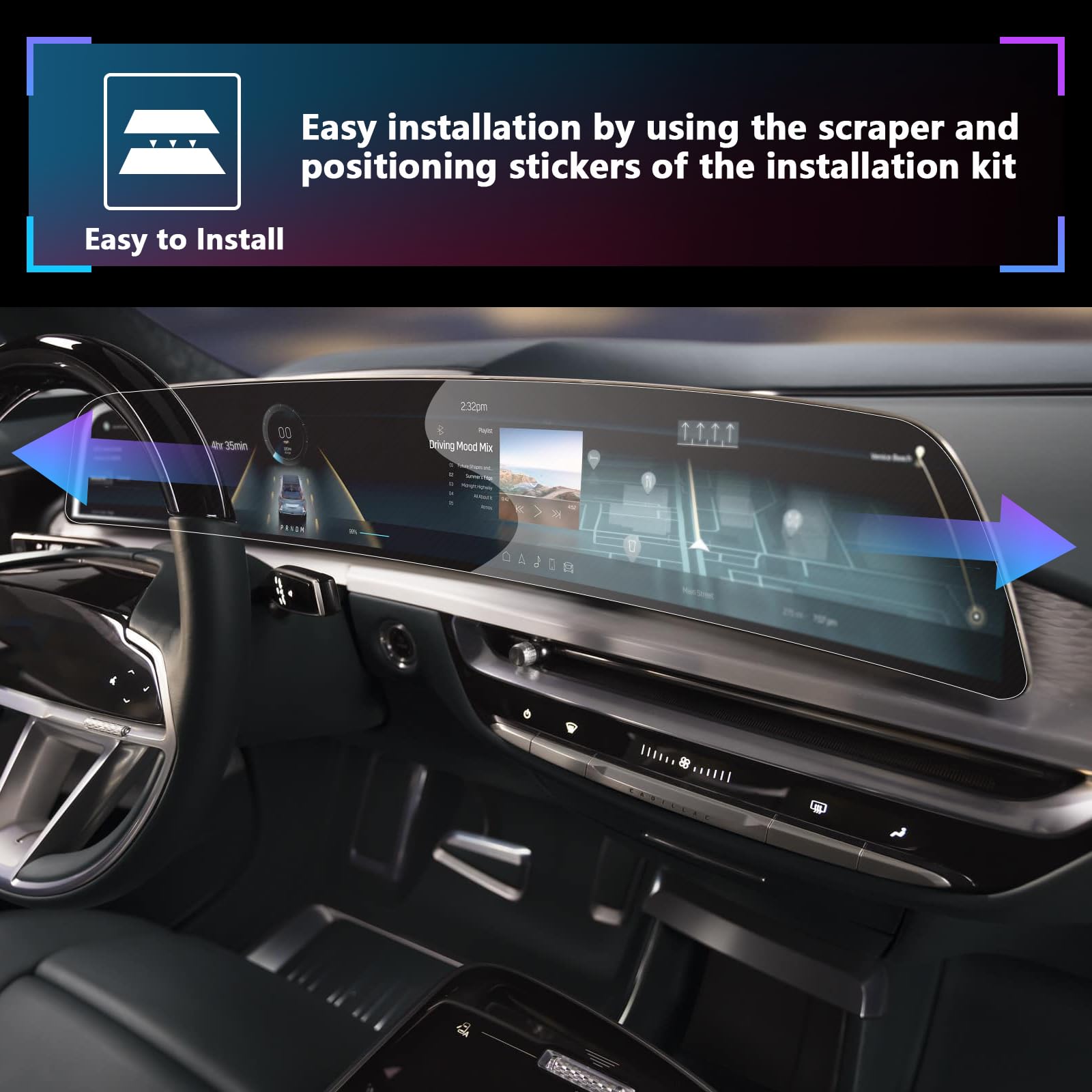 Sxcy For 2024 2025 Cadillac Xt4 2025 Ct5 2023 2024 Cadillac Lyriq Accessories 2025 Ct5 Xt4 Navigation Touch Display Screen Protector 33 Inch[2Pcs Nano]