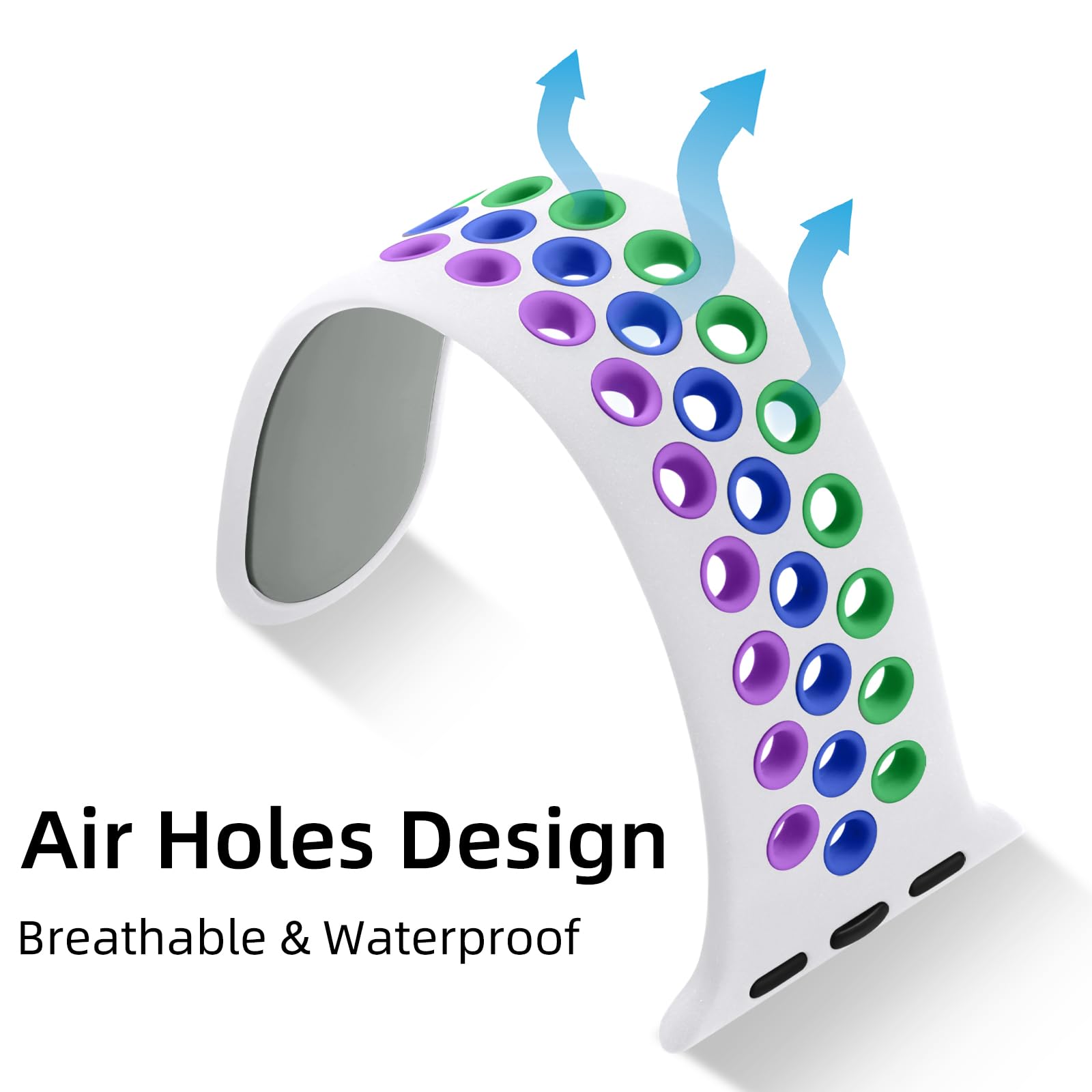 Muranne Sport Band Compatible With Apple Watch 38Mm 40Mm 41Mm 42Mm 44Mm 45Mm 49Mm For Women Men, Breathable Soft Silicone Replac