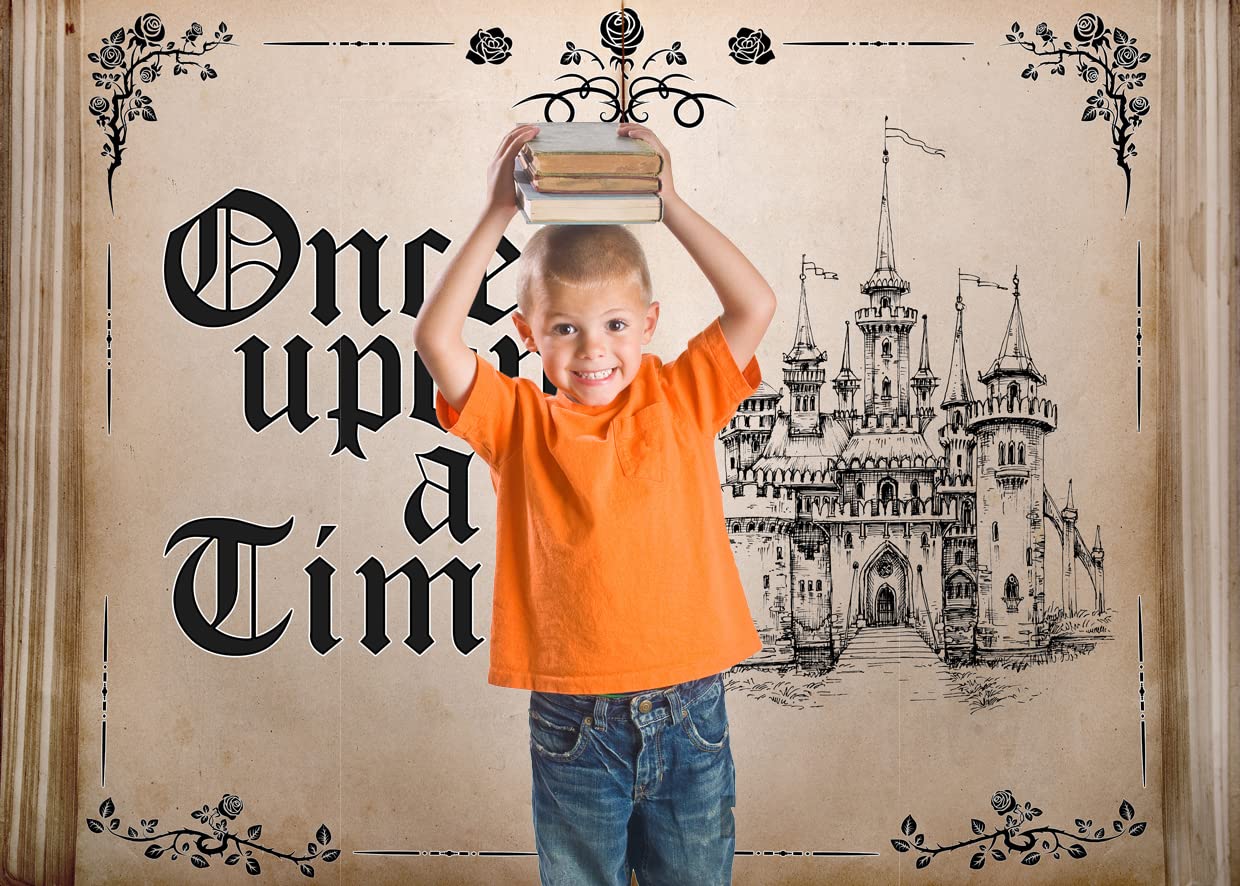 Lycgs 8X6Ft Fairy Tale Books Backdrop Once Upon A Time Backdrop Ancient Castle Princess Romantic Photo Background Book Themed Pa