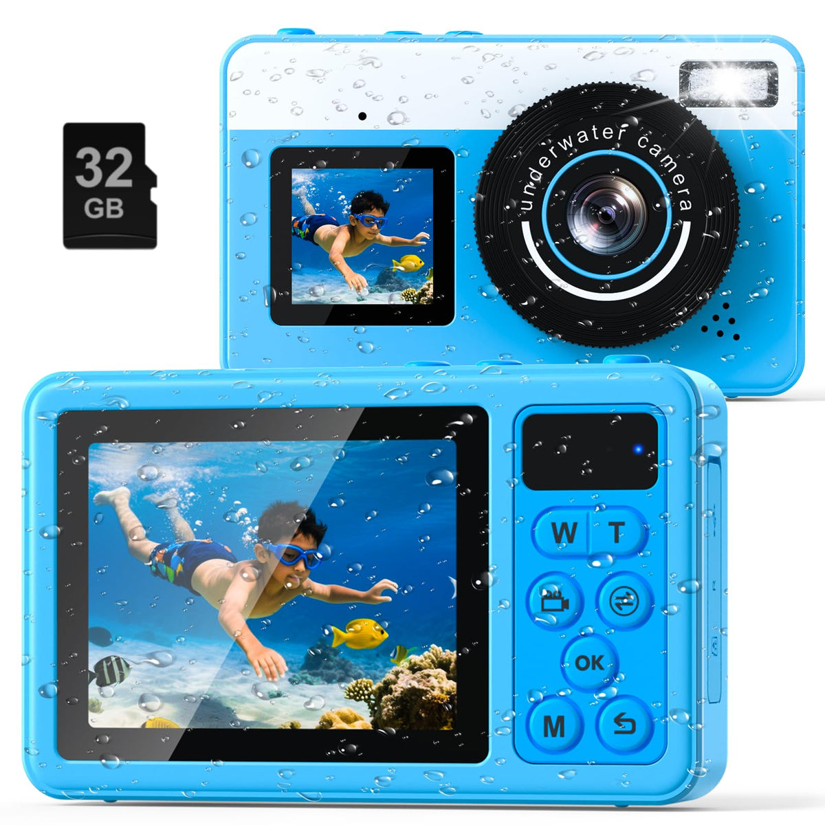 Underwater Digital Camera, Waterproof Camera,10Ft Floating Camera For Snorkeling,Surfing,Swimming And Kayaking,Dual-Screen Selfi