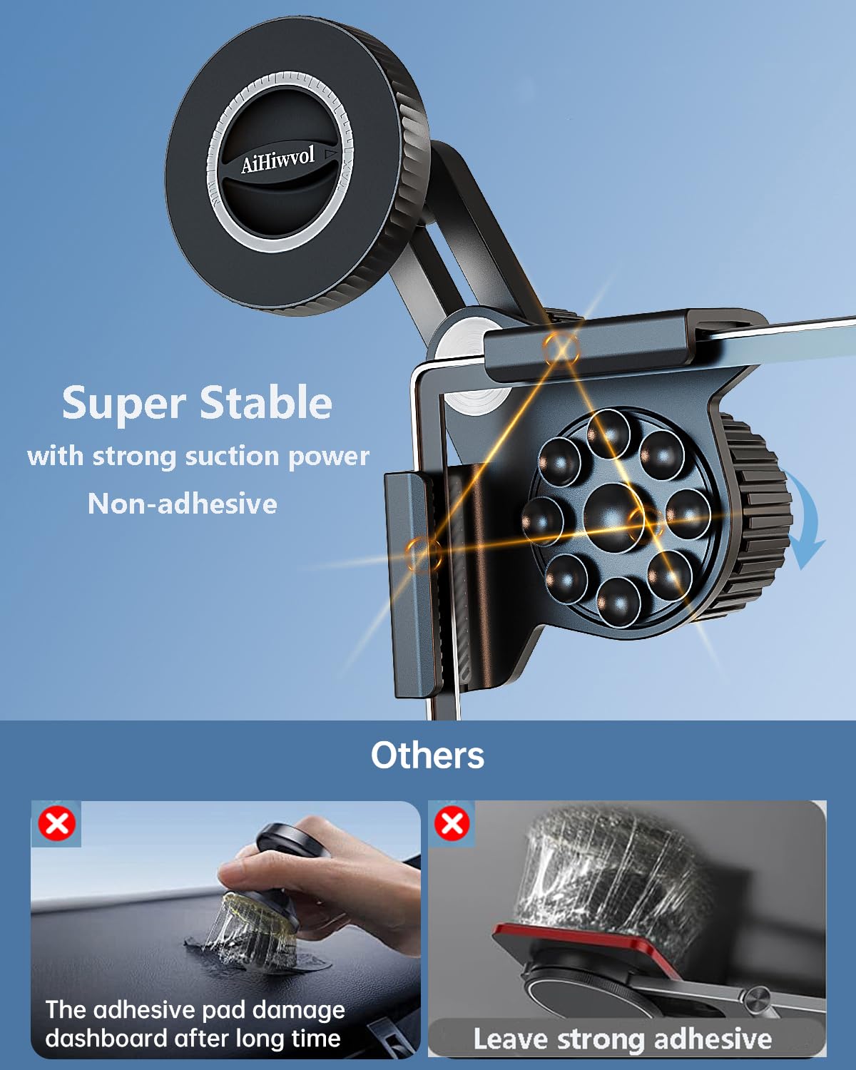 Aihiwvol For Tesla Phone Mount Magsafe, Strong Suction Power And No Glue Required For Screen, Magnetic Power Adjustable Tesla Ph