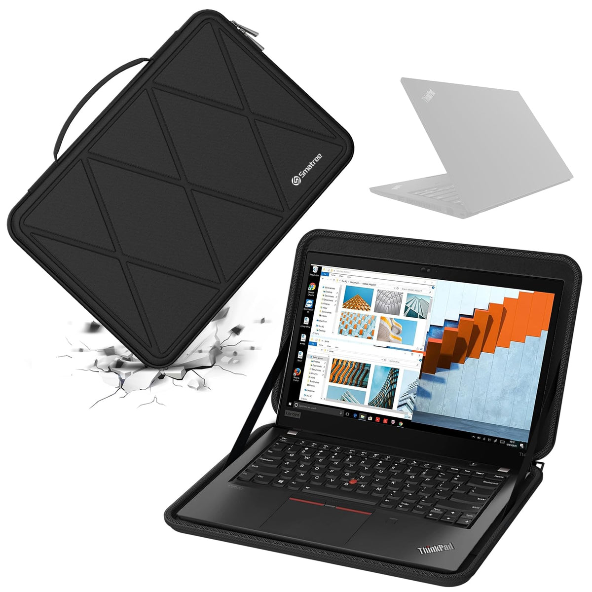 Smatree Hard EVA Protective Sleeve Case Compatible for 14 inch Lenovo ThinkPad T14 Gen 2, for 15.3 inch Lenovo ThinkPad X9 15 Aura Edition Copilot+PC, Waterproof and Anti-Shock Bag (X8262)