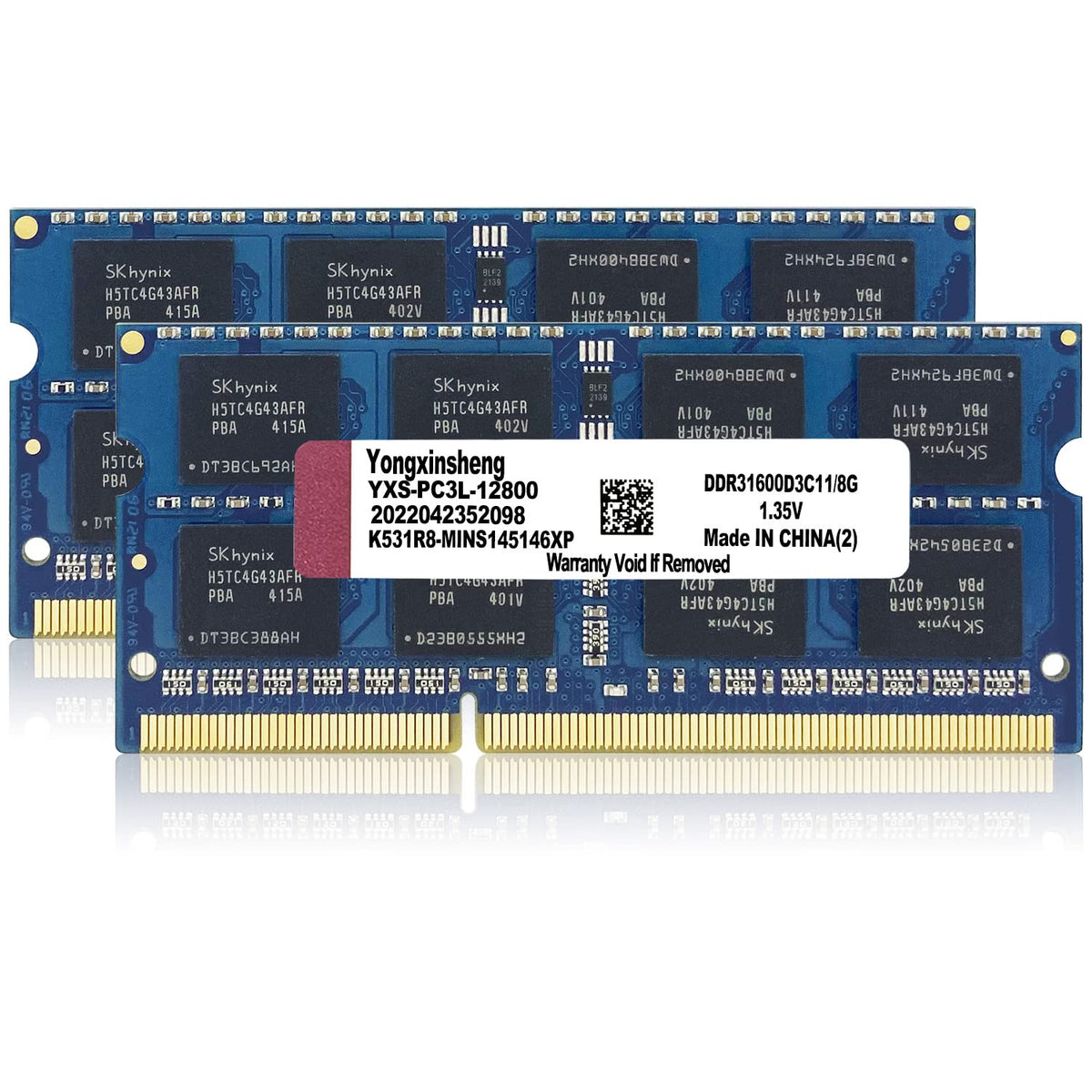Yongxinsheng Ddr3 / Ddr3L 16Gb Kit (8Gbx2) Laptop Ram 1600Mhz Pc3L/Pc3-12800 Sodimm Non-Ecc Unbuffered 1.35V/1.5V 2Rx8 Dual Rank 204 Pin Cl11 Notebook Computer Memory Upgrade Module(Blue)