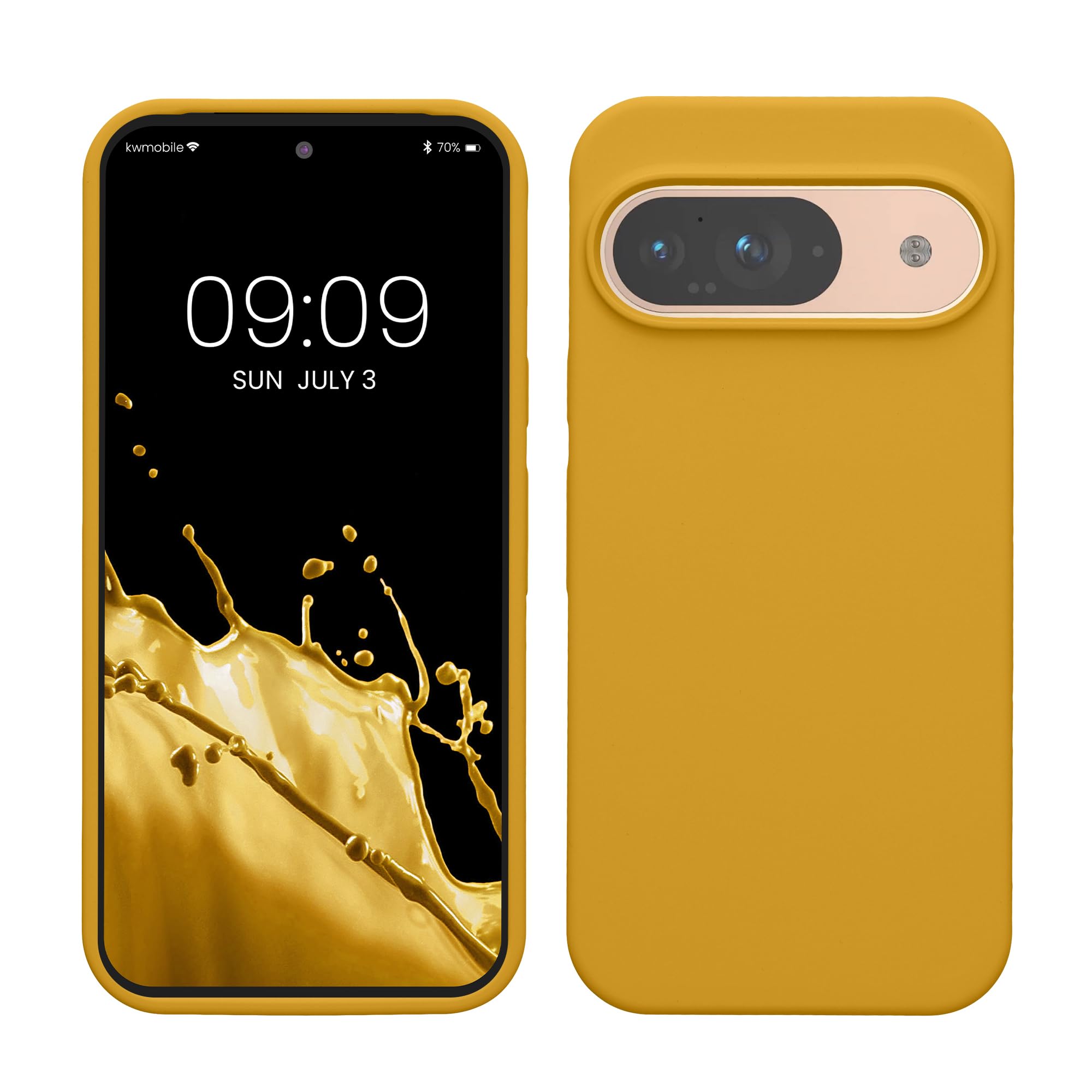 kwmobile Case Compatible with Google Pixel 9 / Pixel 9 Pro Case - TPU Silicone Phone Cover with Soft Finish - Honey Yellow