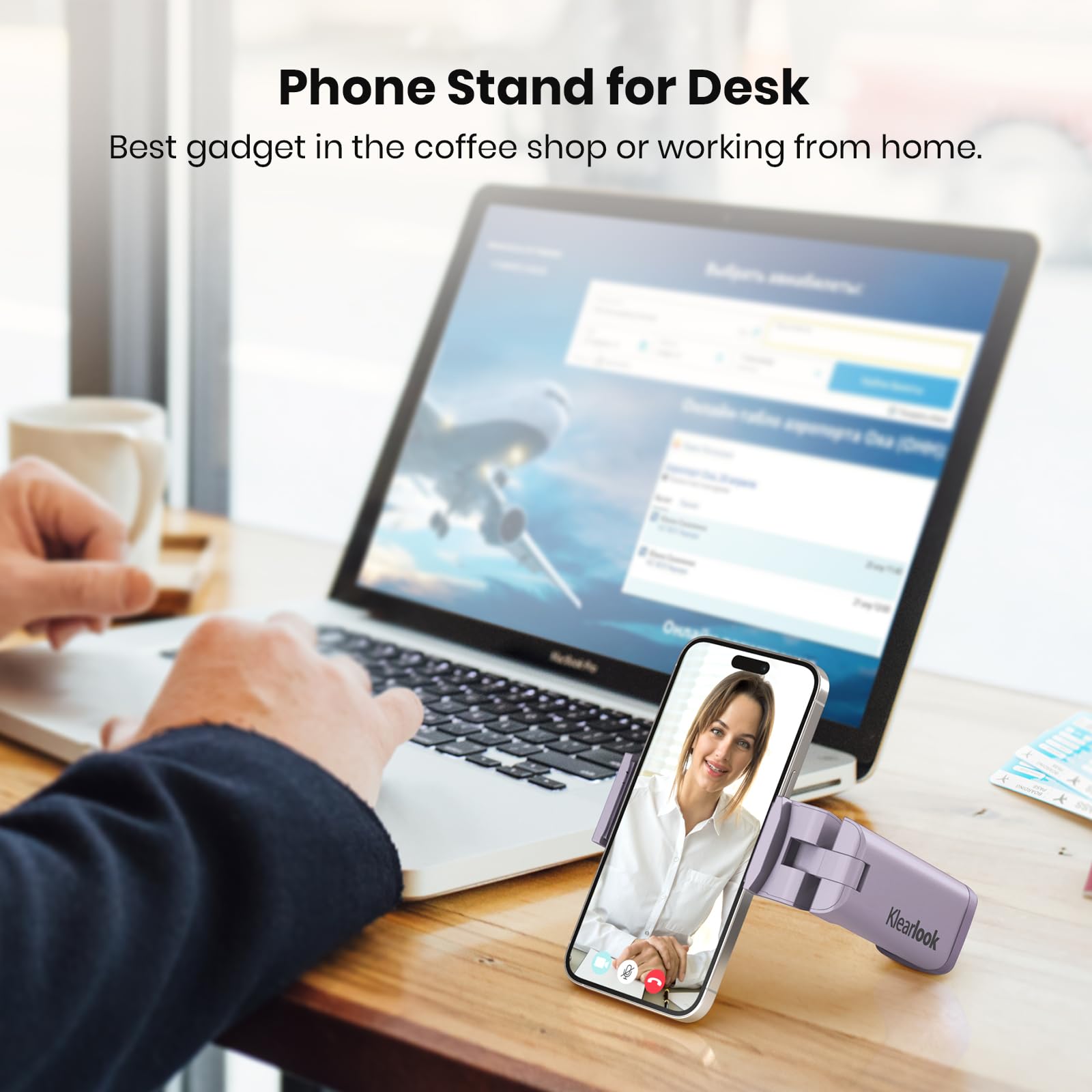 Airplane Travel Essentials Phone Holder, Klearlook Universal Flight Essentials Phone Mount With Multi-Directional 360 Rotation,