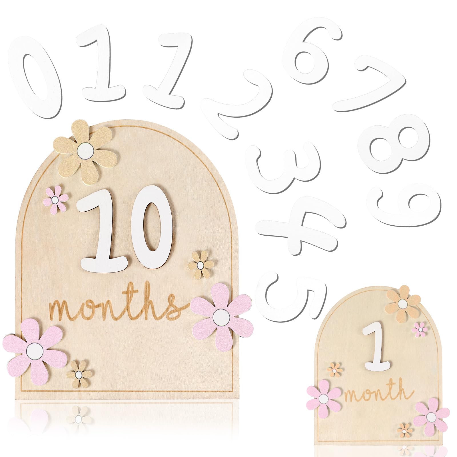 Beeveer Baby Monthly Milestone Cards With 11 Interchangeable Number Set Of 12 For Baby Growth Recording Daisy Wooden Bohemian Mi