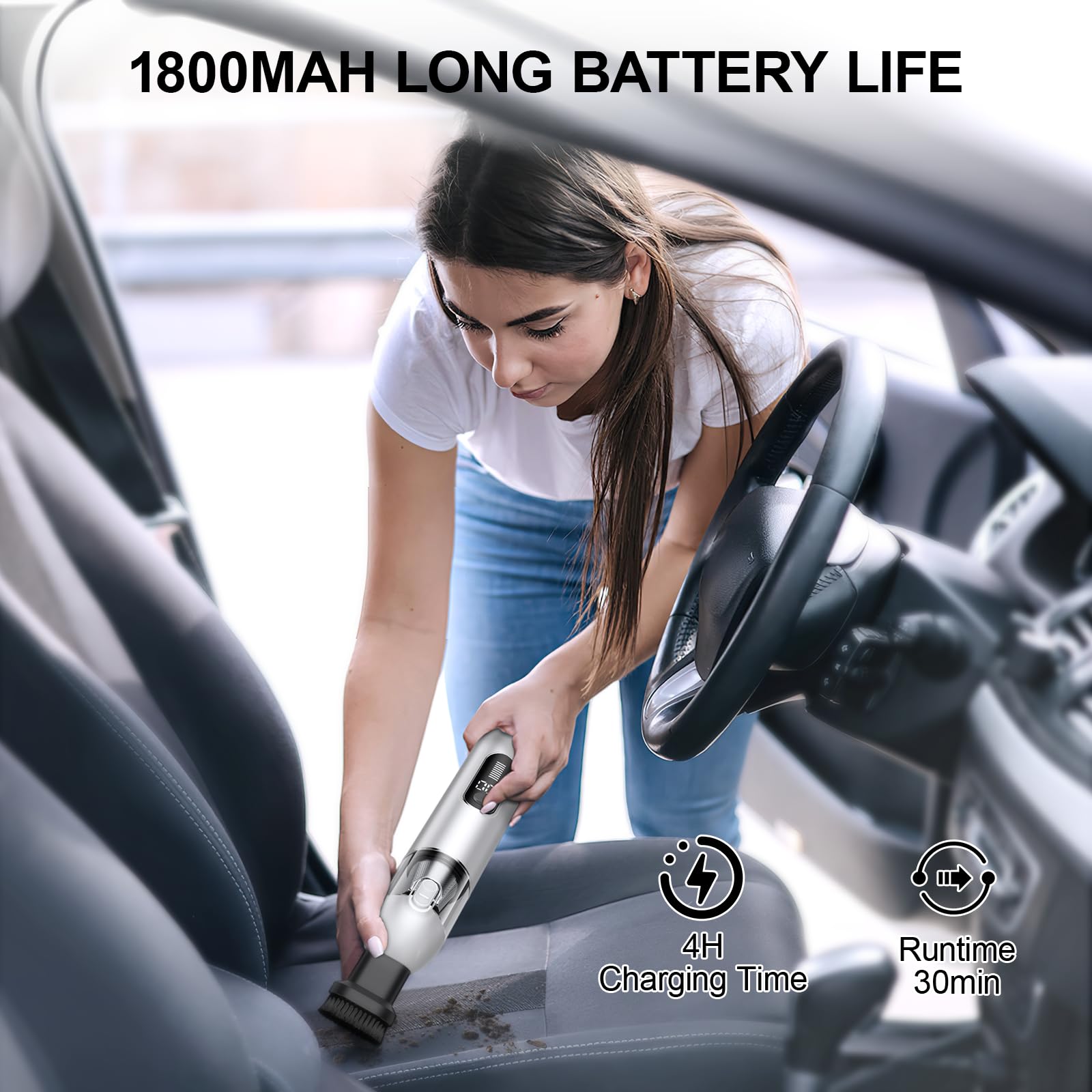 Ederfun Car Vacuum Portable Cordless For 16000Pa Powerful Suction, Handheld Vacuum With Brushless Motor, Blow & Suction 4 In 1,