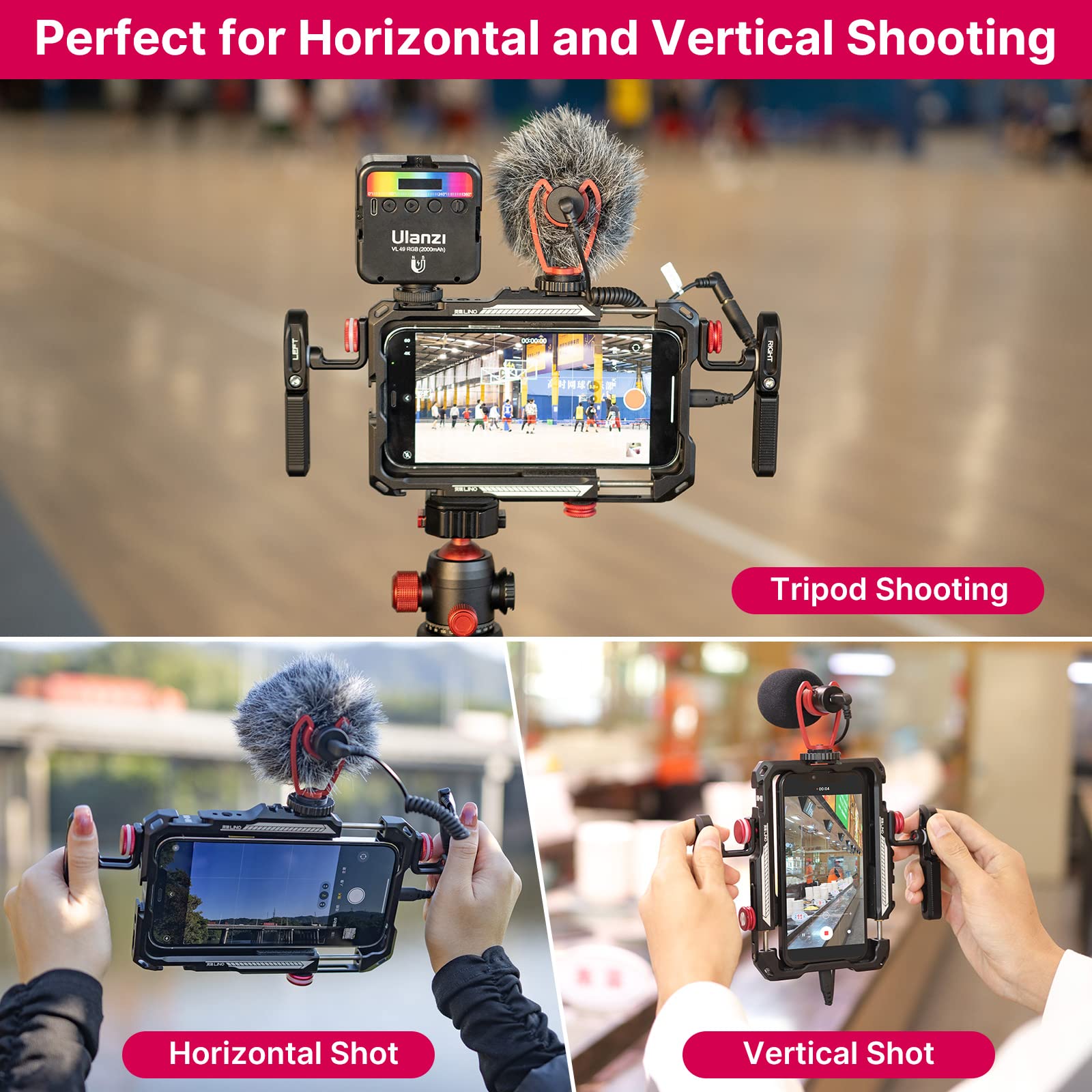 Ulanzi Smartphone Video Rig With Handle, Lino Filmmaking Case Aluminum Alloy Phone Video Stabilizer Grip Tripod Mount For Video