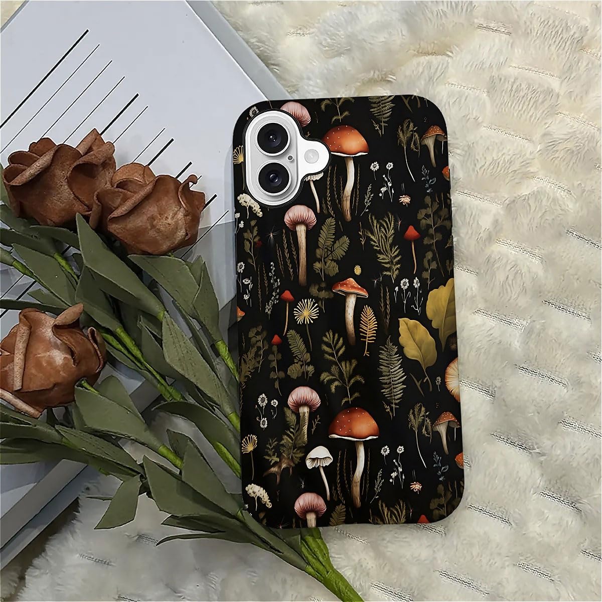 Seized Case Compatible With For Iphone 16 Plus,Vintage Mushroom Snail Daisy Leaf Phone Case For Girl Women Boy Men,Durable Prote