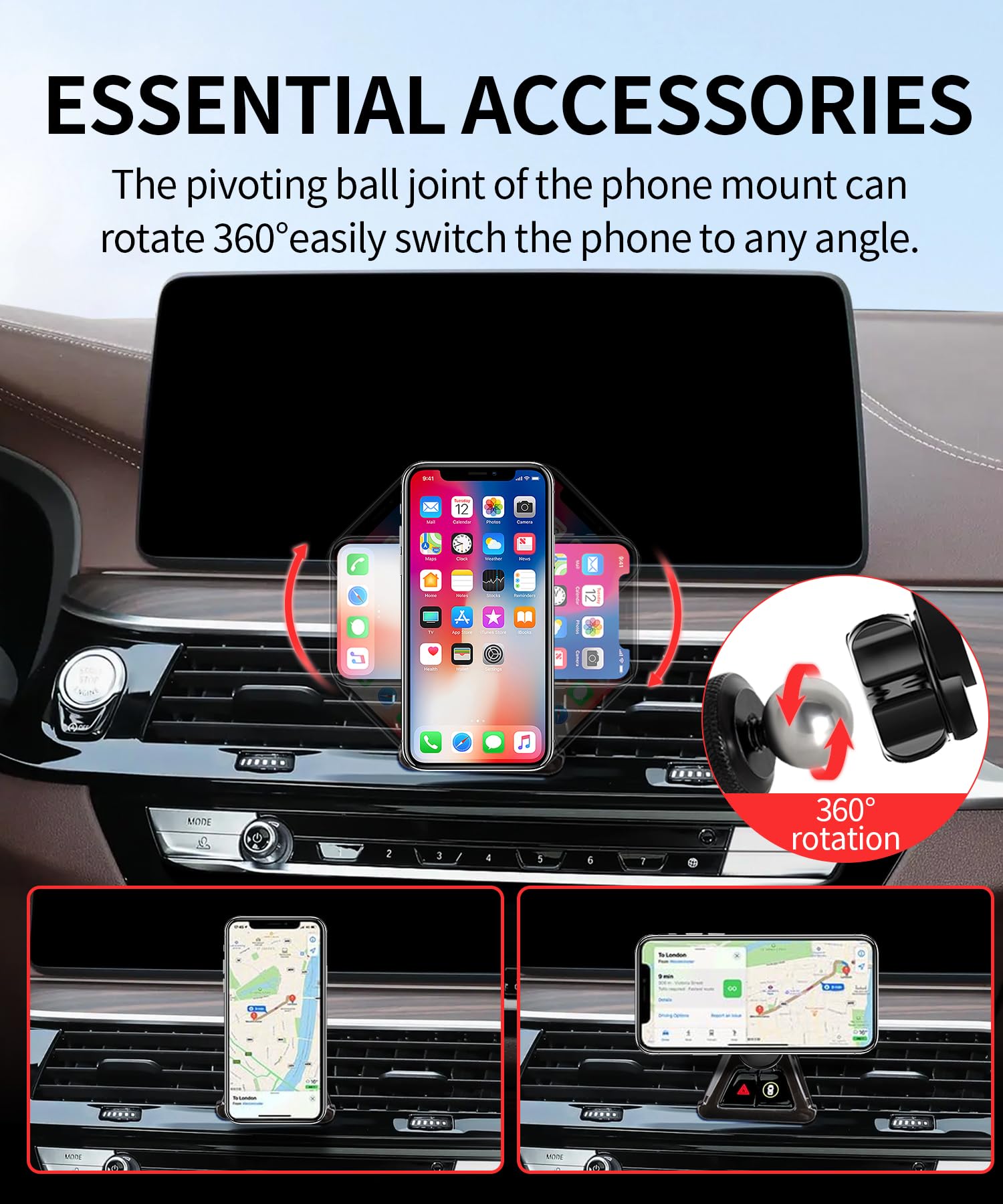 Maserweller Car Phone Holder For Bmw 5 Series 2017-2023 Accessories, 360 Rotation Phone Mount Compatible With Magsafe, Cell Phon