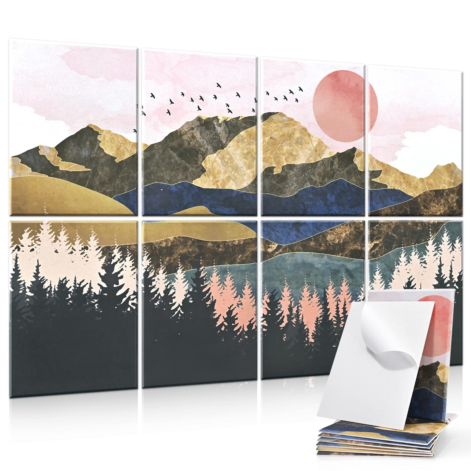 Tutmyrea Art Acoustic Panels, 48''X32'' Self Adhesive Sound Proofing Padding, 8 Pack Acoustical Soundproof Wall Panels, Decorati