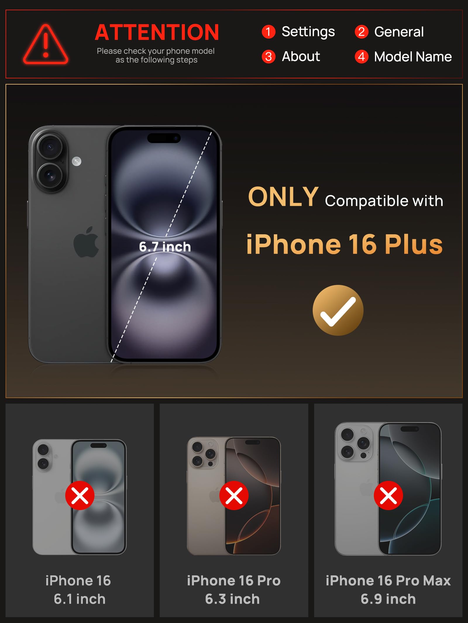 Vihibii For Iphone 16 Plus Case With Card Holder (4 Cards) [Rfid Blocking] & Slide Camera Cover, Military Grade Drop Protection,