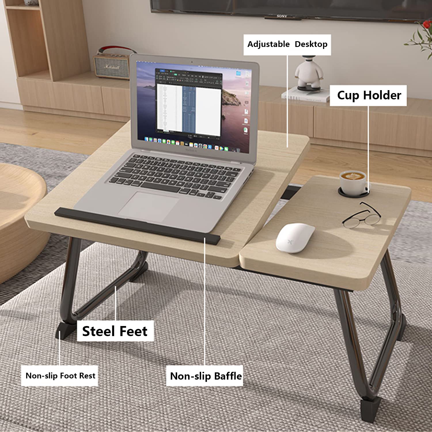 Laptop Desk For Bed,Asltoy Laptop Bed Tray Table,Foldable Lap Desk Stand Notebook Desk Adjustable Laptop Table For Bed Portable