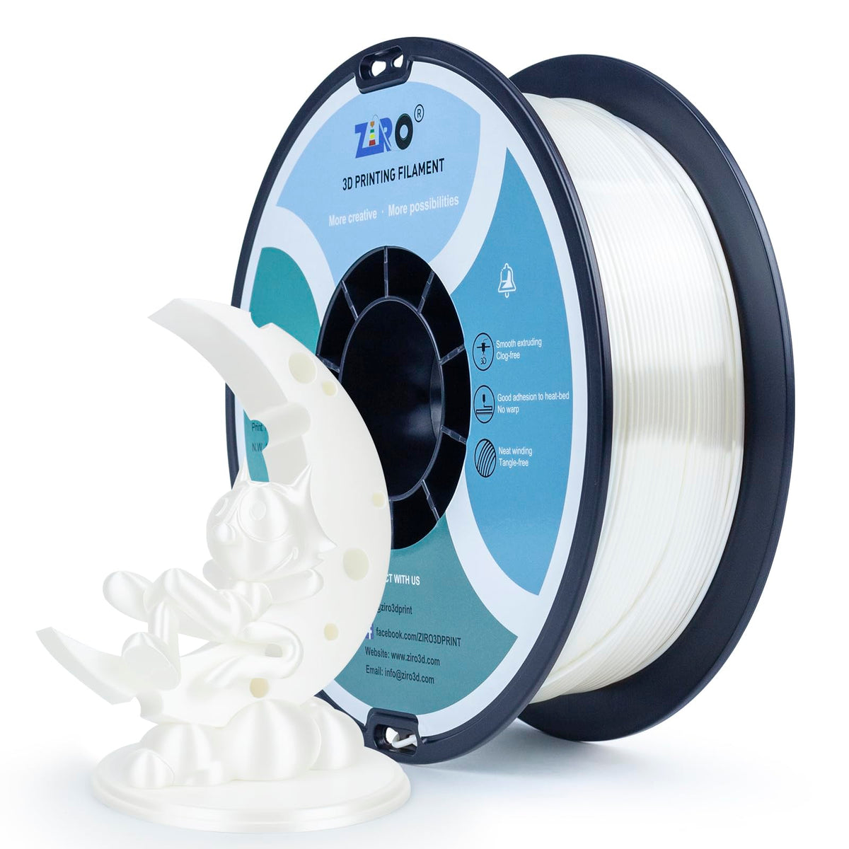 Ziro Silk Pla Filament 1.75Mm, White Shine 3D Printer Filament, Shiny 3D Printing Filament, Dimensional Fit Most 3D Fdm Printers
