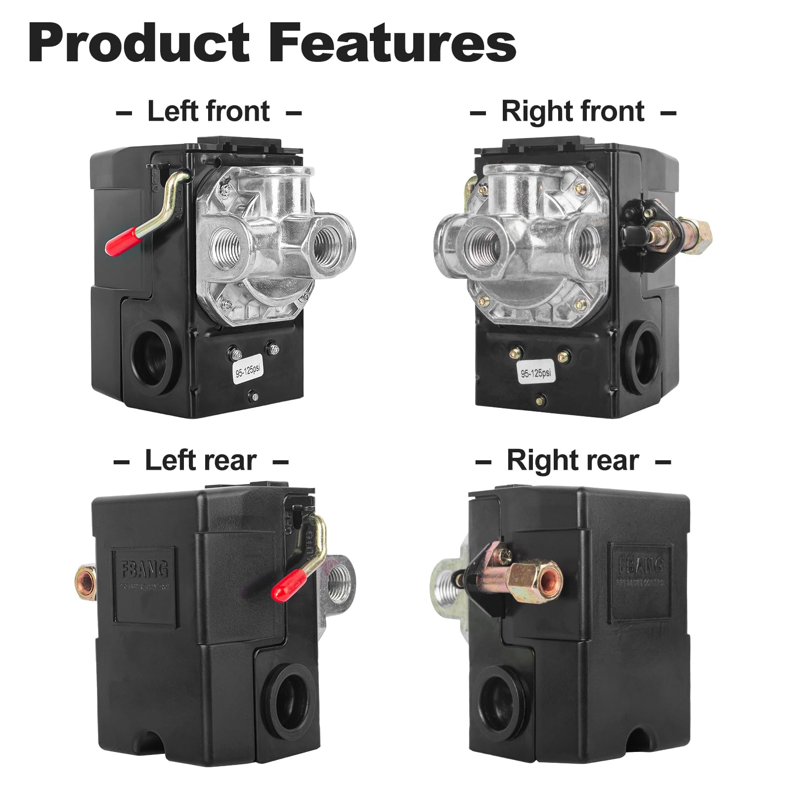 Lf10 4H Air Compressor Pressure Switch Air Compressor Parts 4 Port Air Compressor Pressure Switch Replacement Control Npt1/4 95