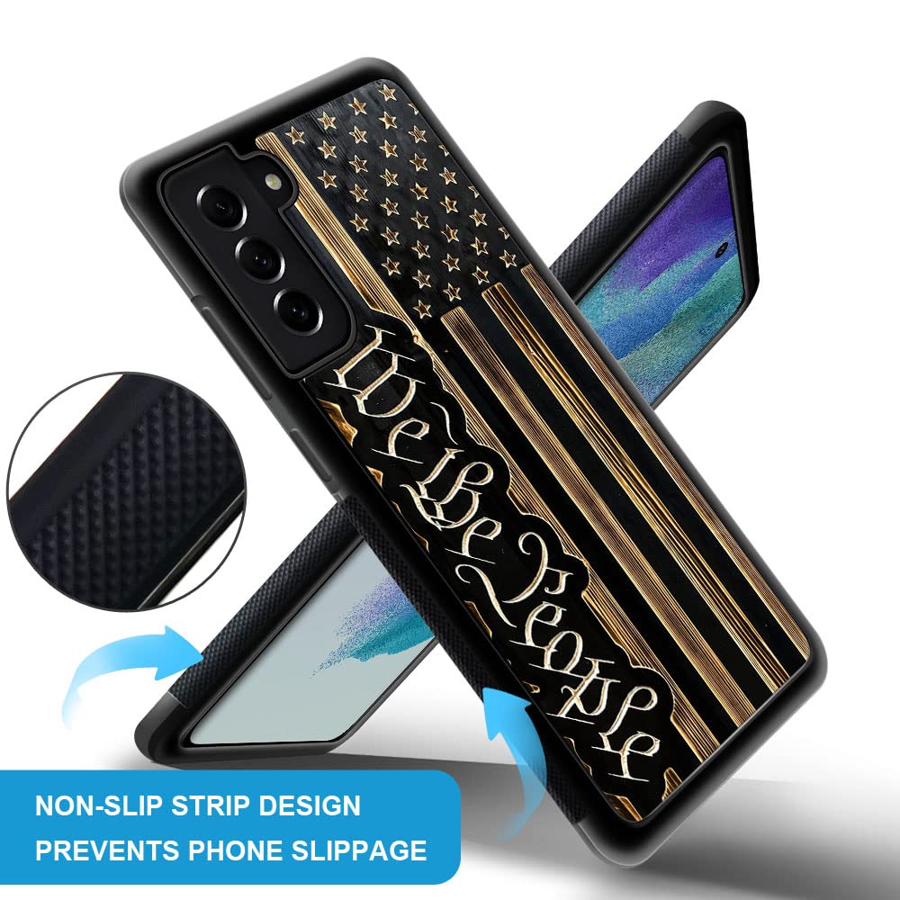 Daizag Compatible With Samsung Galaxy S21 Ultra Case,We The People Usa Flag Wood Grain American Flag For Man Woman, All Round Pr