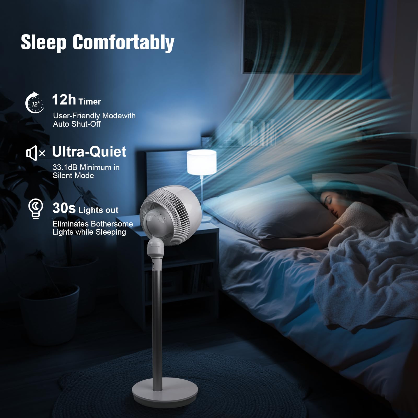 Airmate Air Circulator Fan With Remote,Oscillating Fans For Indoors Turbo Silence, Pedestal Fan, Quiet Cooling Fan With 4 Modes