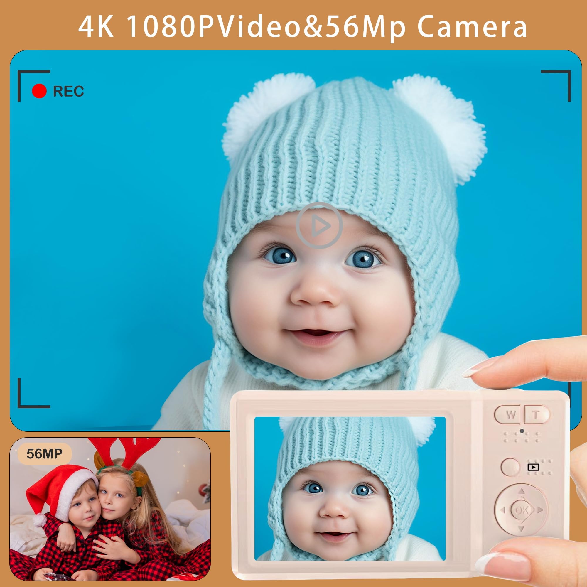 Focusify Digital Camera, 4K Cameras For Photography, Digital Point And Shoot Camera With 56Mp Autofocus 20X Zoom Anti Shake, Vid