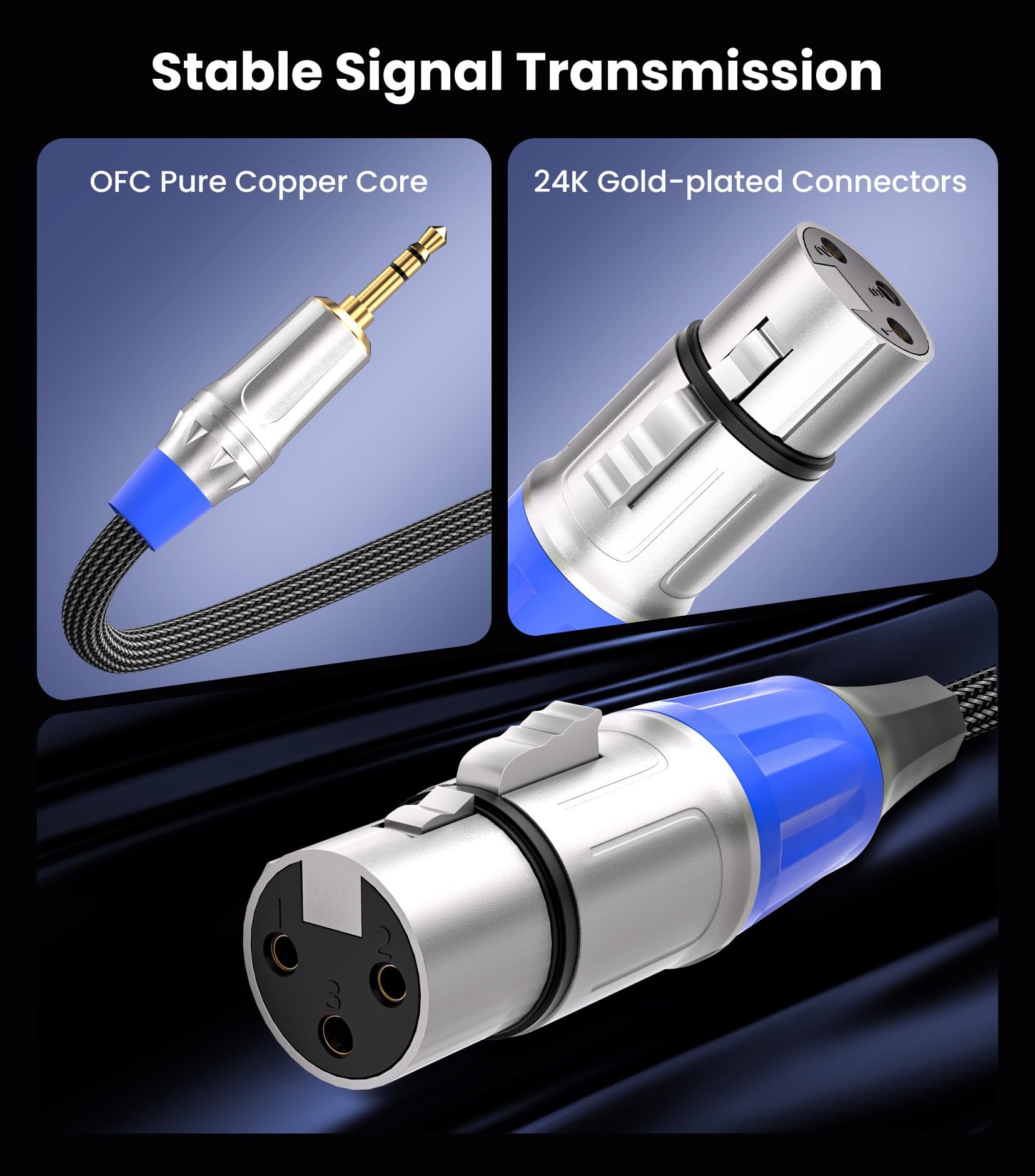 Tisino Xlr To 3.5Mm Microphone Cable - 10 Feet Unblanced Xlr Female To 1/8 Inch Mic Cord For Camcorders, Dslr Cameras, Computer