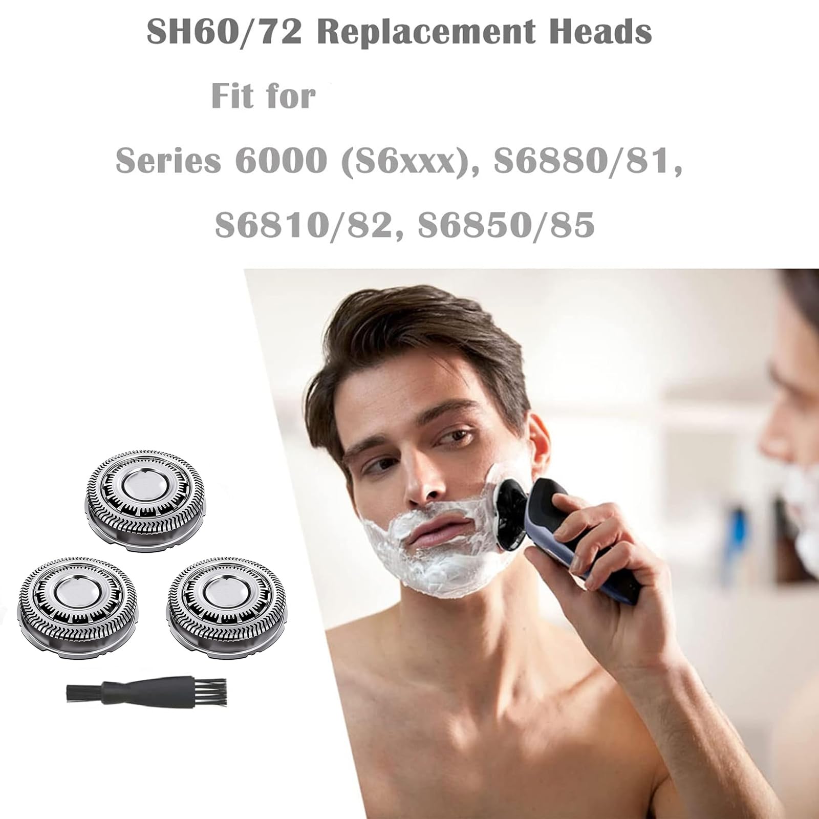 Suleto Sh60/72 Replacement Head Compatible With Philips S6000 Razors, Sh60 Replacement Blades Compatible With Norelco Series 600