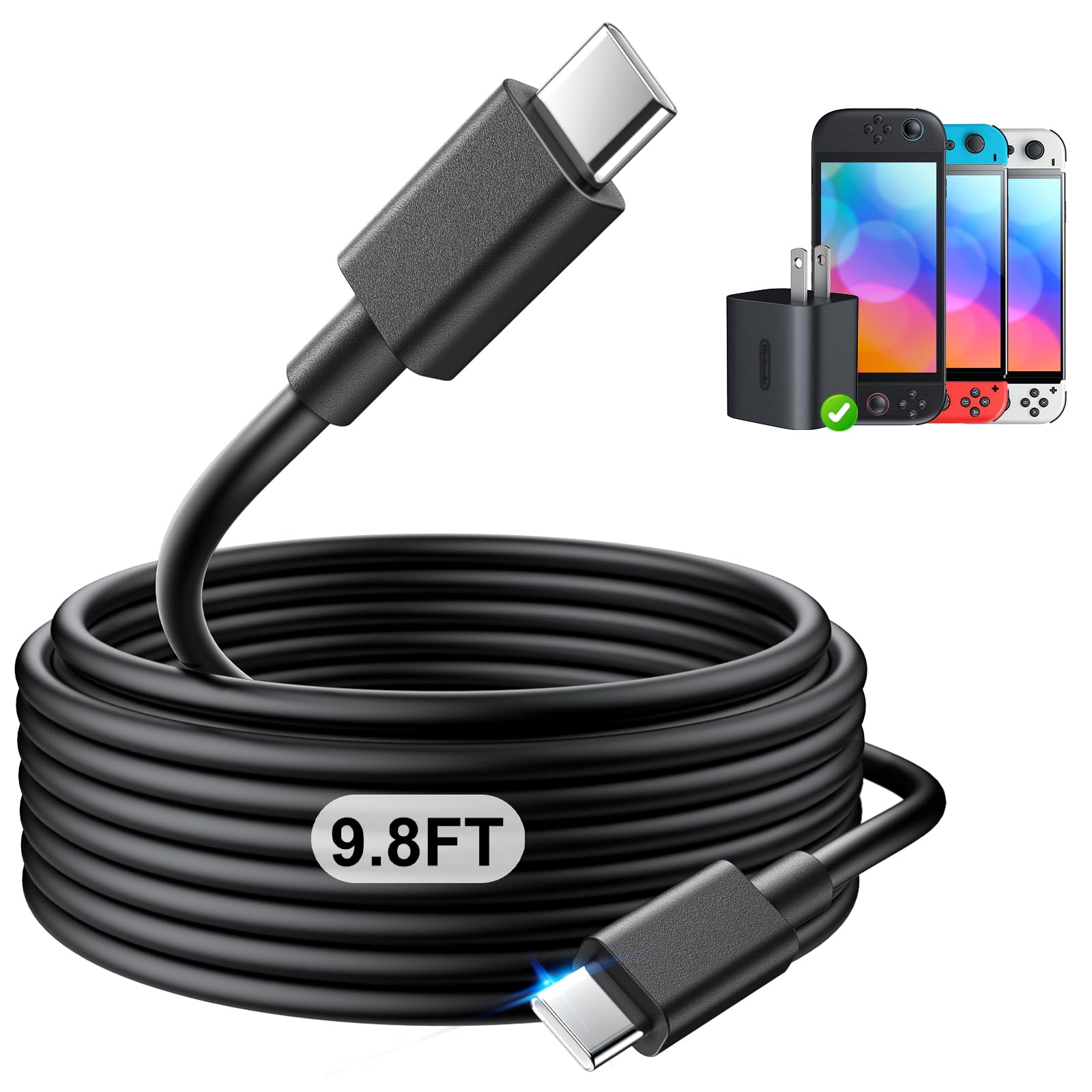 (9.8FT) Switch 2 Charging Cable - for Nintendo Switch 2 AC Power Adapter, 60W Switch 2 Charger Power Cord Extra Long , Support 4