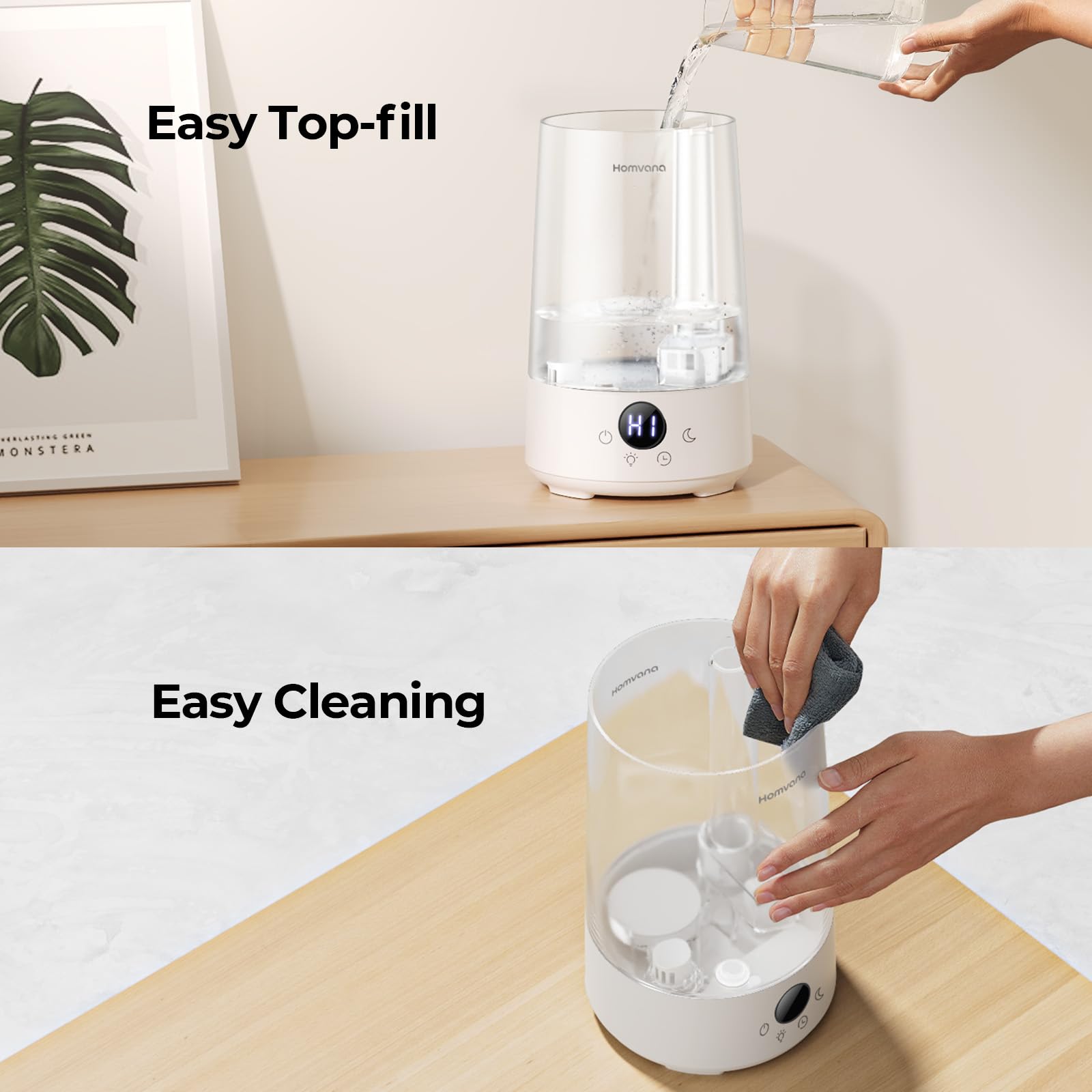 Homvana Humidifiers For Bedroom Home, 3.6 L Cool Mist Top Fill 34H Super Long Time, Quiet 16Db, Baby Humidifier, Oil Diffuser, P