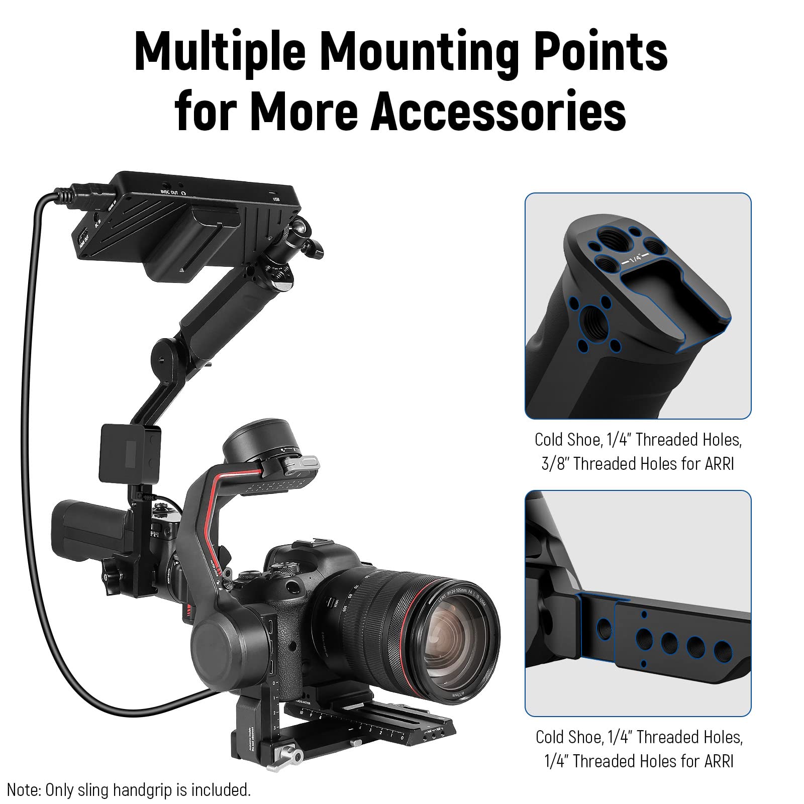 Neewer Adjustable Sling Handle Grip Compatible With Dji Ronin Rs4 Rs3 Mini Rs 3 Pro Rs 2 Rsc 2 Gimbal Stabilizer For Low Angle S