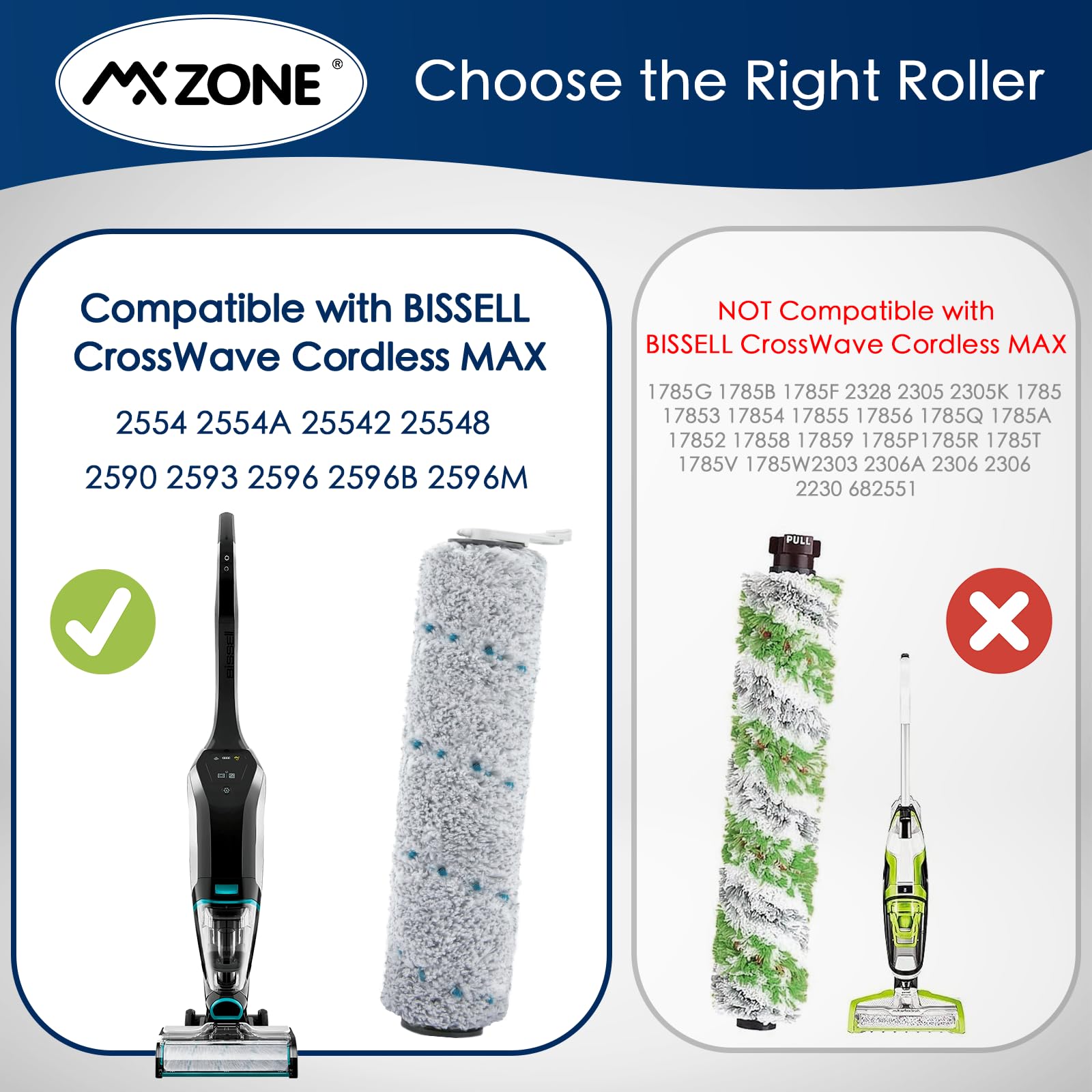 Mxzone Multi Surface Brush Rolls 2787 And Vacuum Filters 1866 For Bissell Crosswave Max 2554 2554A 2590 2593 2596 For Hydrosteam