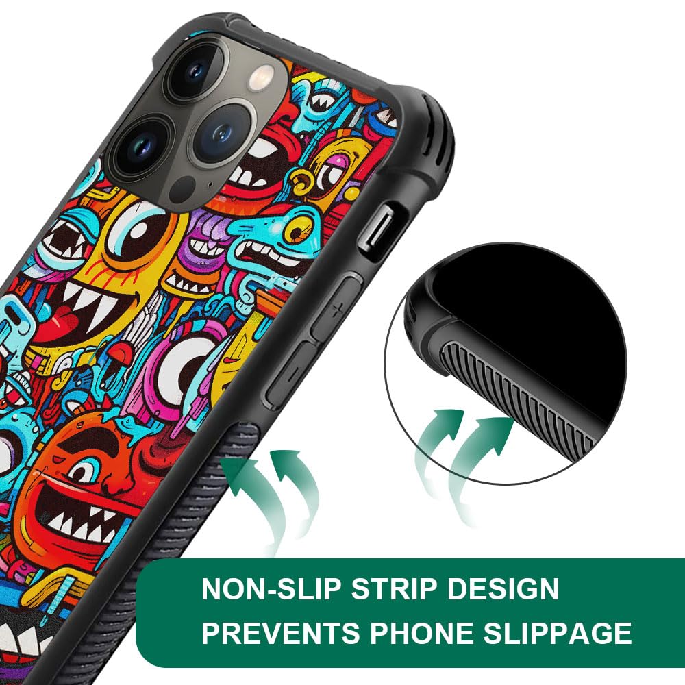CARLOCA iPhone 13 Pro Shockproof Anti-Scratch Hard Acrylic Phone Case Colorful Trippy Red Cartoon