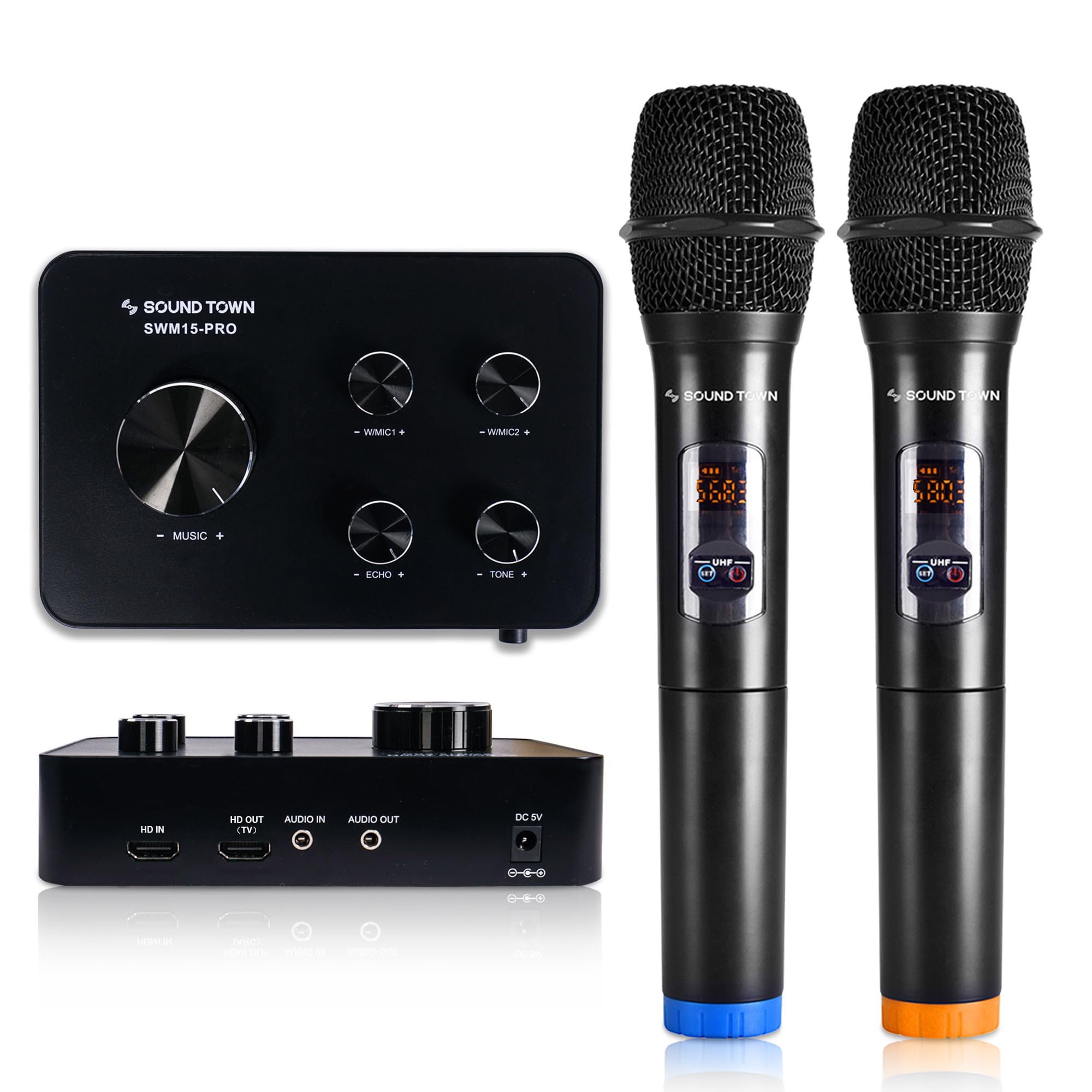 Sound Town Wireless Microphone Karaoke Mixer System With Hd Audio Return Channel, Optical, Aux, Bluetooth   Supports Smart Tv, M