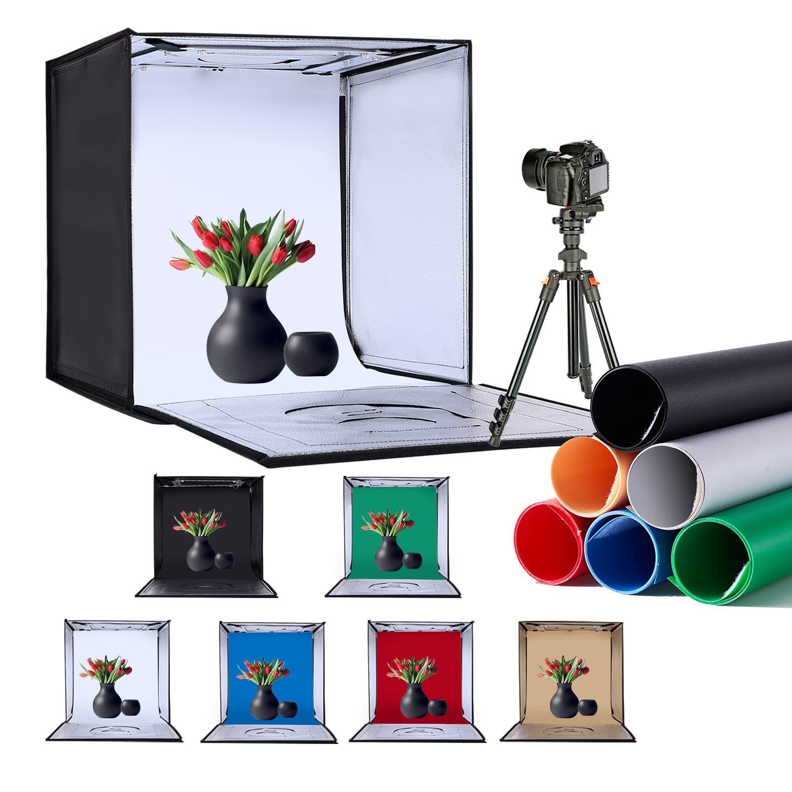 Zkeezm Light Box Photography 20''X20'' With 80Led Lights And 6 Color Backdrops Photo Box With Lights, Foldable Light Box With Ad