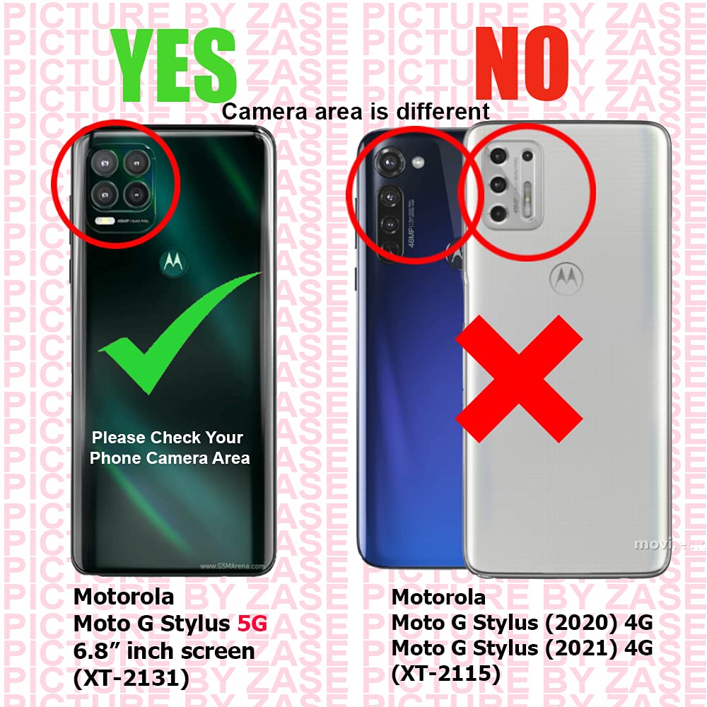 Zase Moto G Stylus 5G Wallet Phone Case For Women Pouch Pu Leather Flip Folio Cute Design Cover W/Kickstand Id Card Slot Wrist S