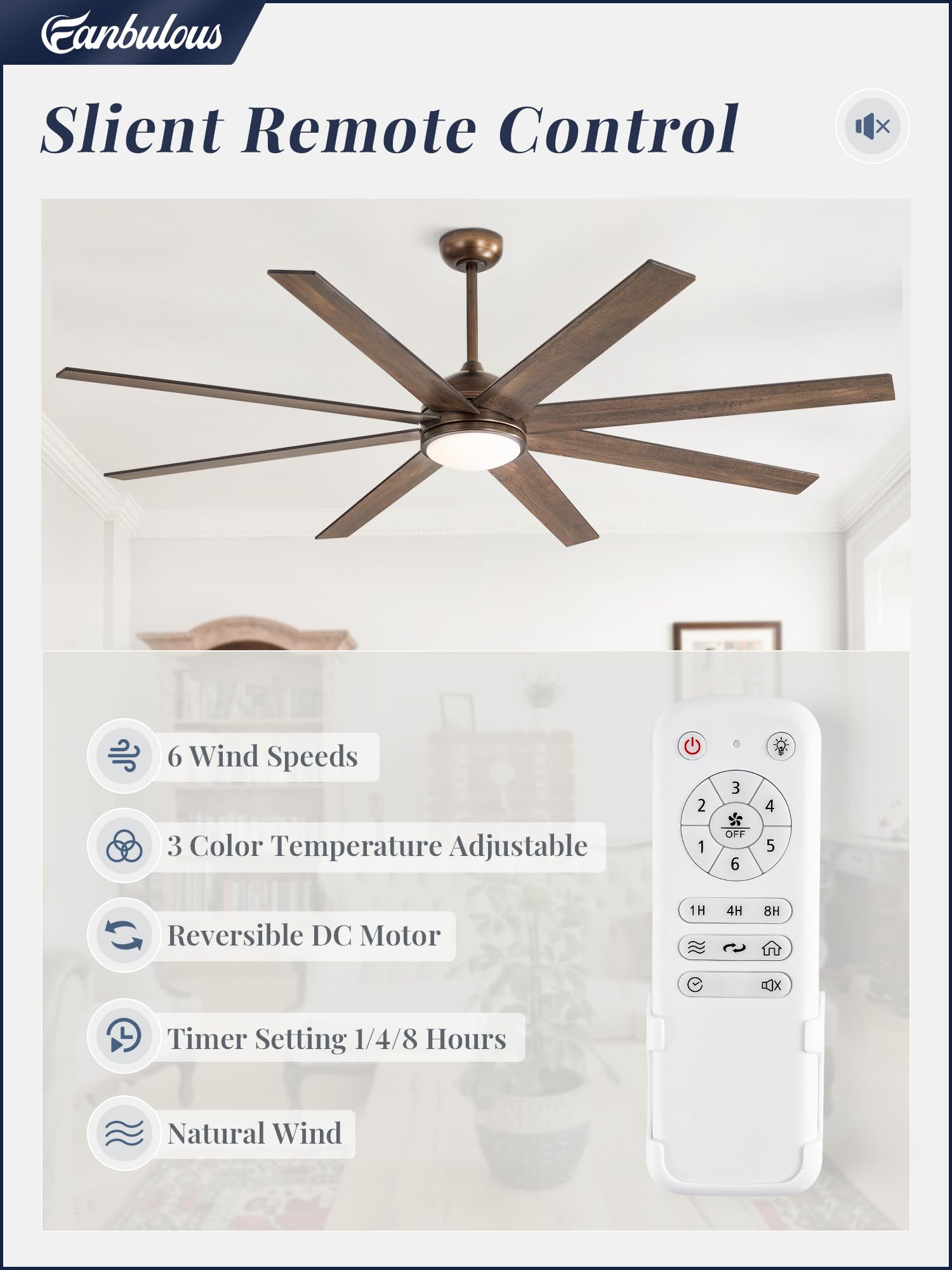 Fanbulous Ceiling Fans With Lights, 72 Inch Large Ceiling Fan With Light And Remote, Outdoor Bronze Ceiling Fan For Living Room