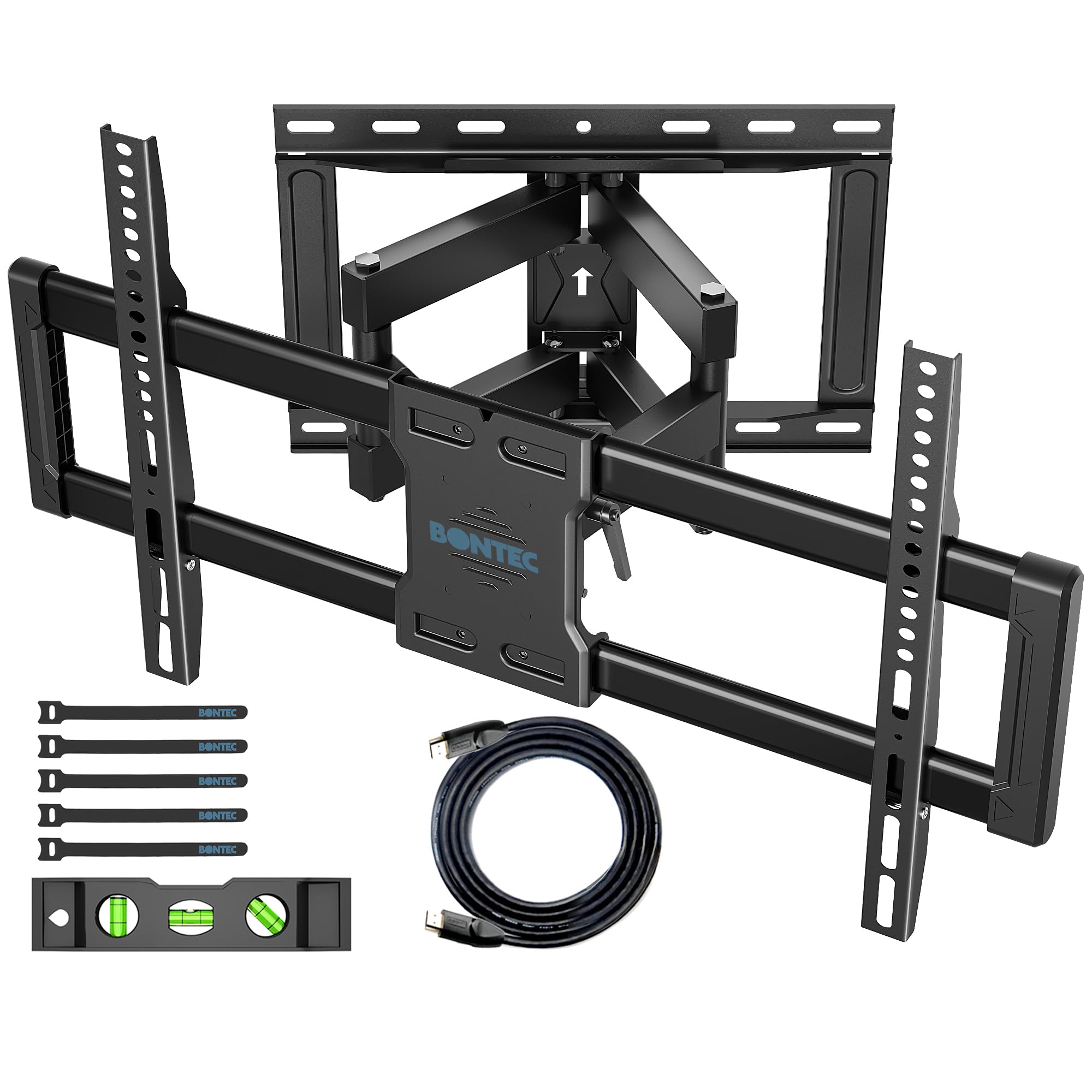 Bontec Full Motion Tv Wall Mount For 37 86 Inch Tvs Hold Up To 144Lbs, Swivel & Tilt Tv Mount Extendable Double Arm Fits 16'' St