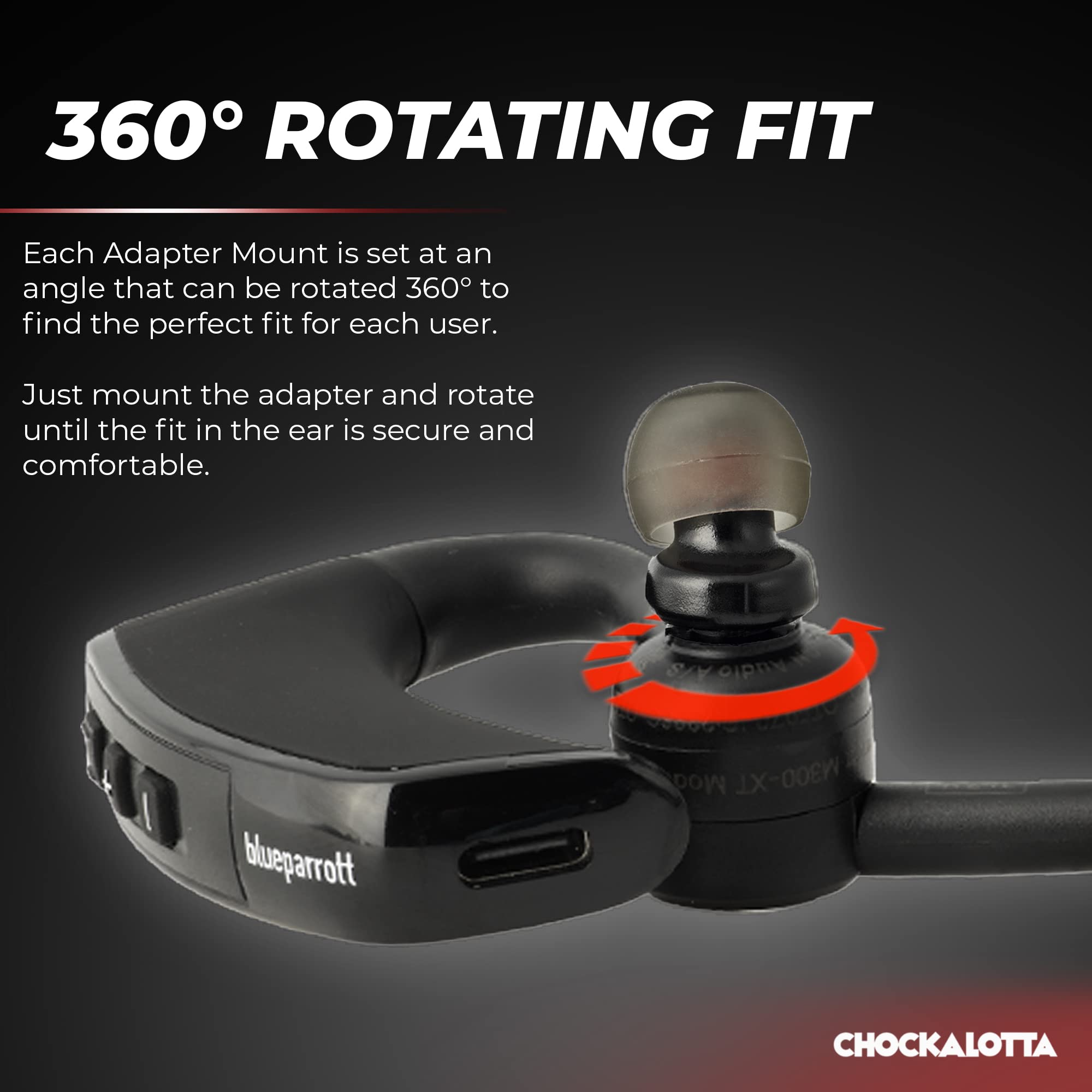 Chockalotta Eartip Adapter Compatible With Blue Parrot M300 Xt/Jabra Perform 45 / Jabra Talk 65 Headsets (Includes Adapter + Set Of Multi Size Premium Silicone Eartips)