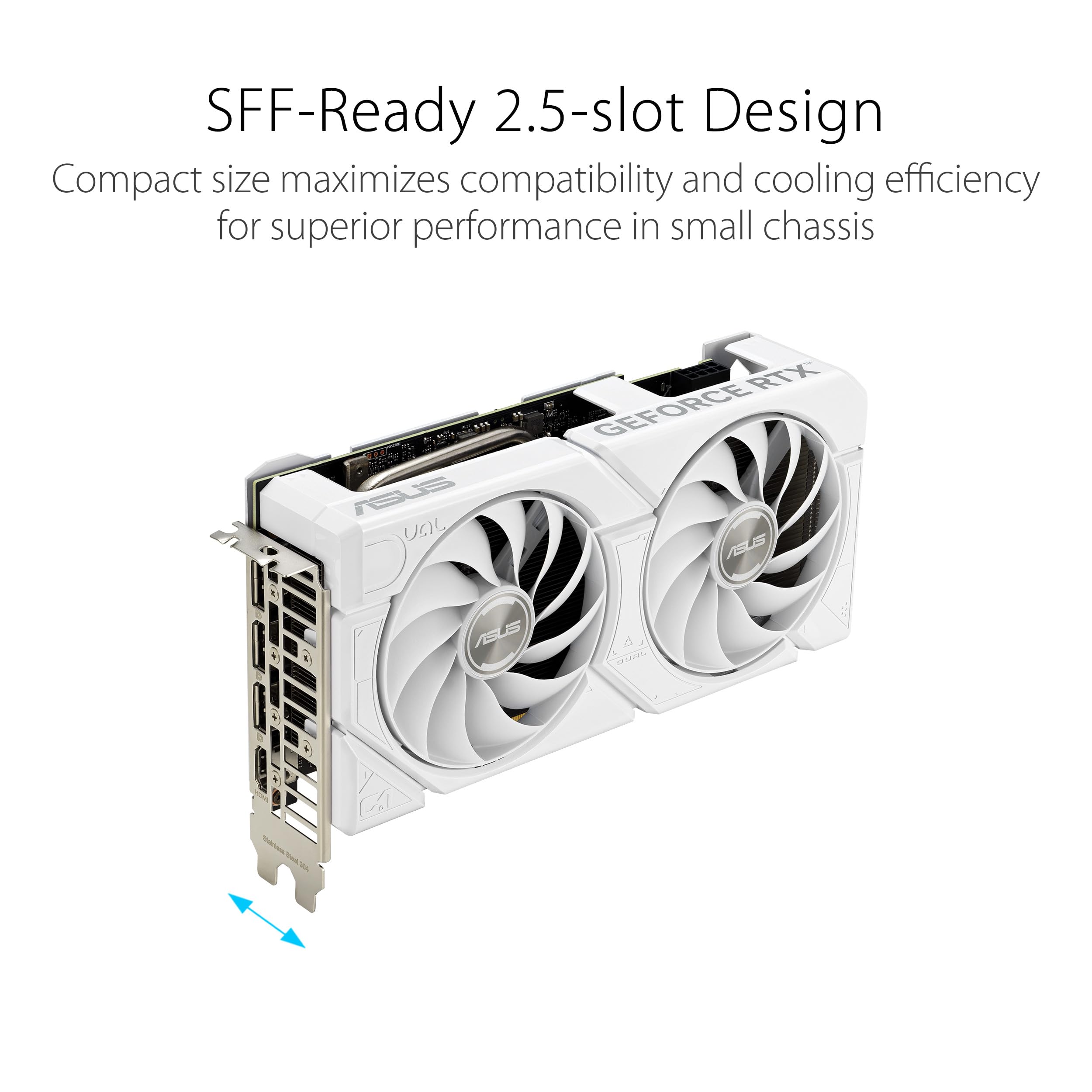 Asus Dual Geforce Rtx 4060 Evo White Oc Edition 8Gb Gddr6 (Pcie 4.0, 8Gb Gddr6, Dlss 3, Hdmi 2.1A, Displayport 1.4A, Axial Tech