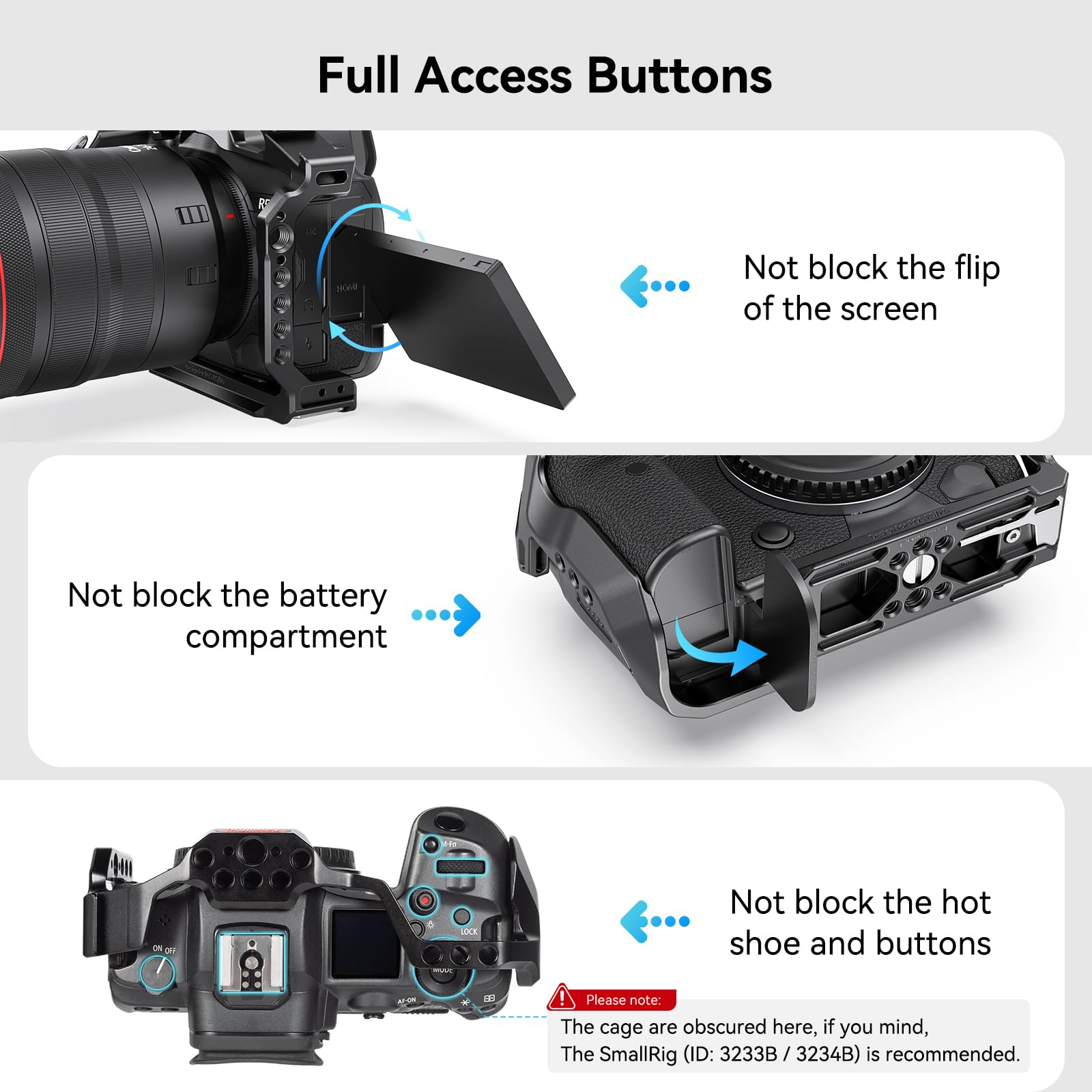 Smallrig R5 / R5 C / R6 Cage For Canon R5 R6 R5 C, Aluminum Alloy Dslr Rig Stabilizer With Cold Shoe, 1/4-20 And 3/8-16 Threaded