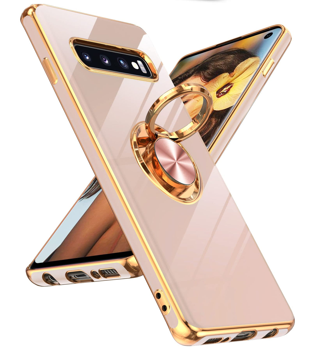 Leyi For Galaxy S10 Case: With 360 Rotatable Ring Holder Kickstand [Compatible With Magnetic Car Mount], Soft Tpu Shockproof Bum