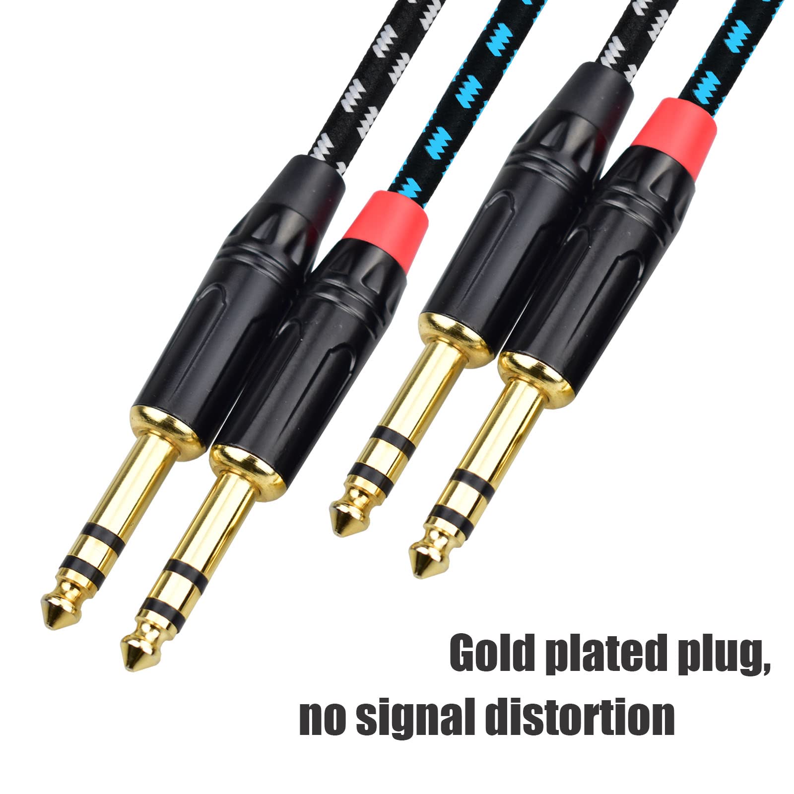 Mugteeve Balanced 1/4 Inch Trs To Trs Male Interconnect Patch Cable, 3.3Ft Stereo Quarter Inch 6.35Mm To 6.35Mm Audio Cord, Nylo