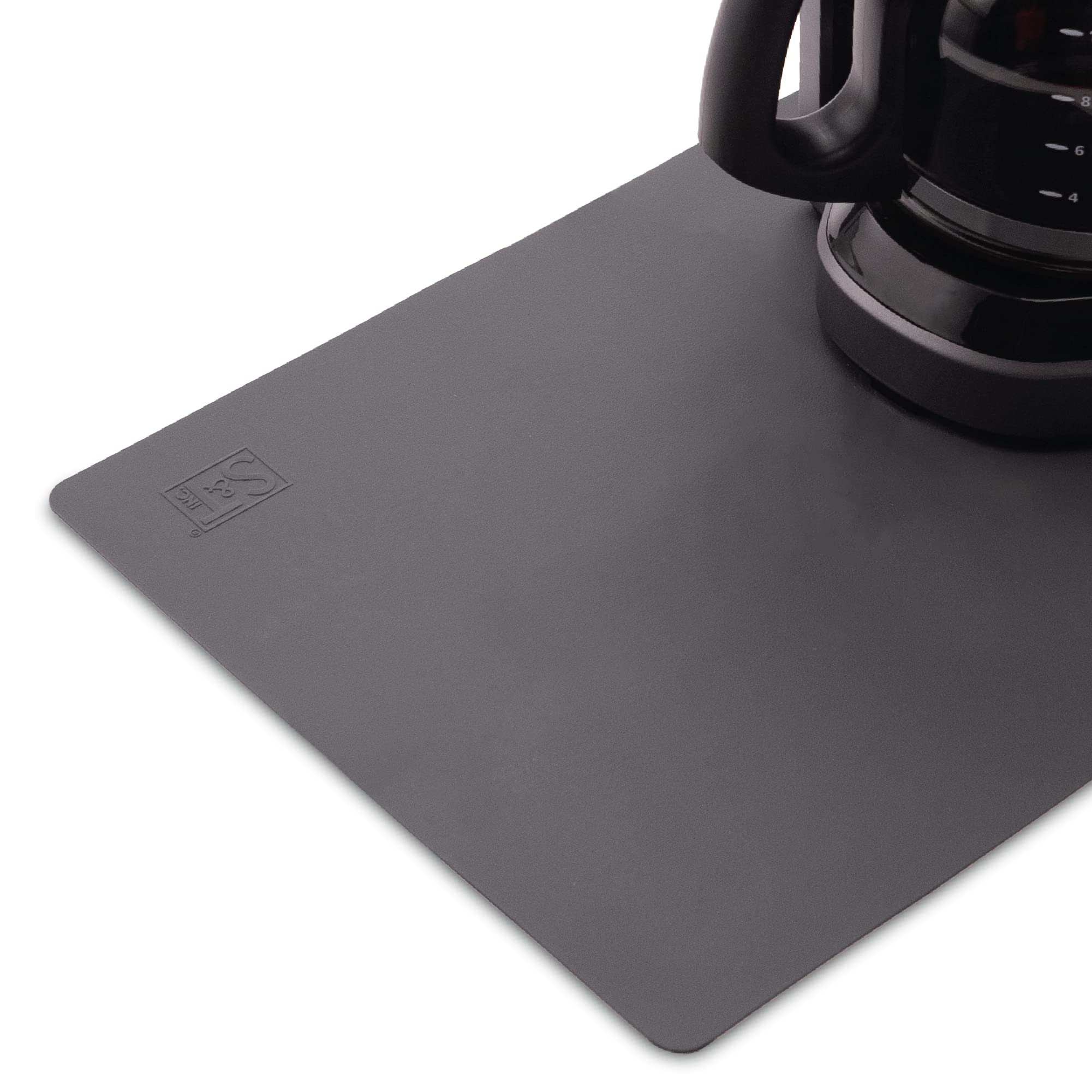 S&T INC. Coffee Mat, Silicone Bar Mat for Coffee Maker and Espresso Machine, 12 Inches x 18 Inches, Silicone Grey, 1 Pack